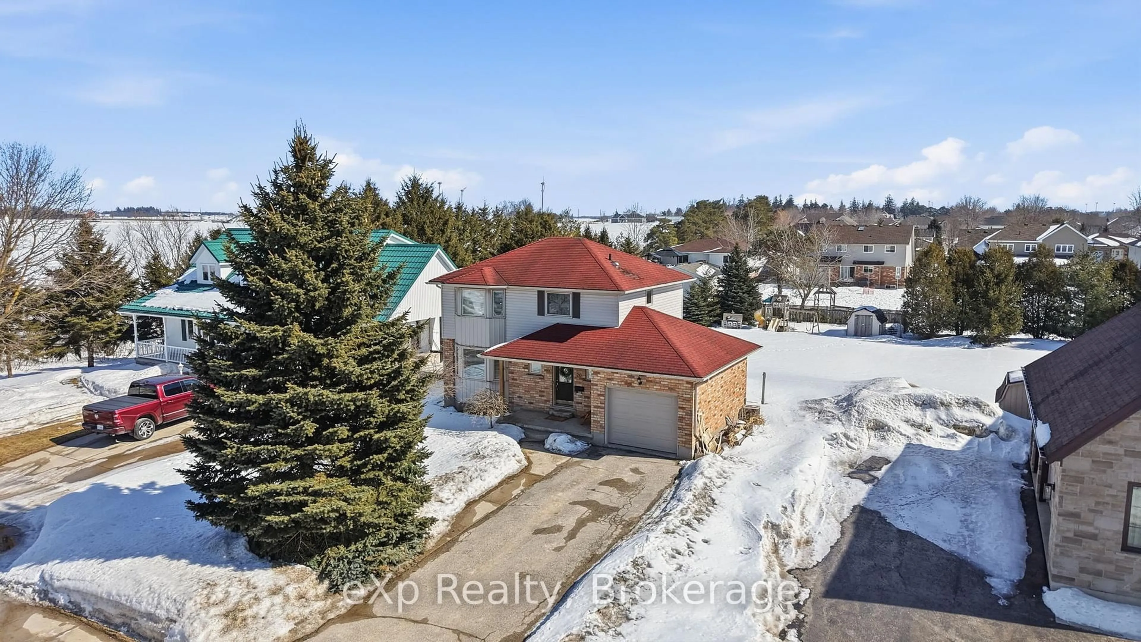 A pic from outside/outdoor area/front of a property/back of a property/a pic from drone, unknown for 20 Andrew St, Wellington North Ontario N0G 1A0