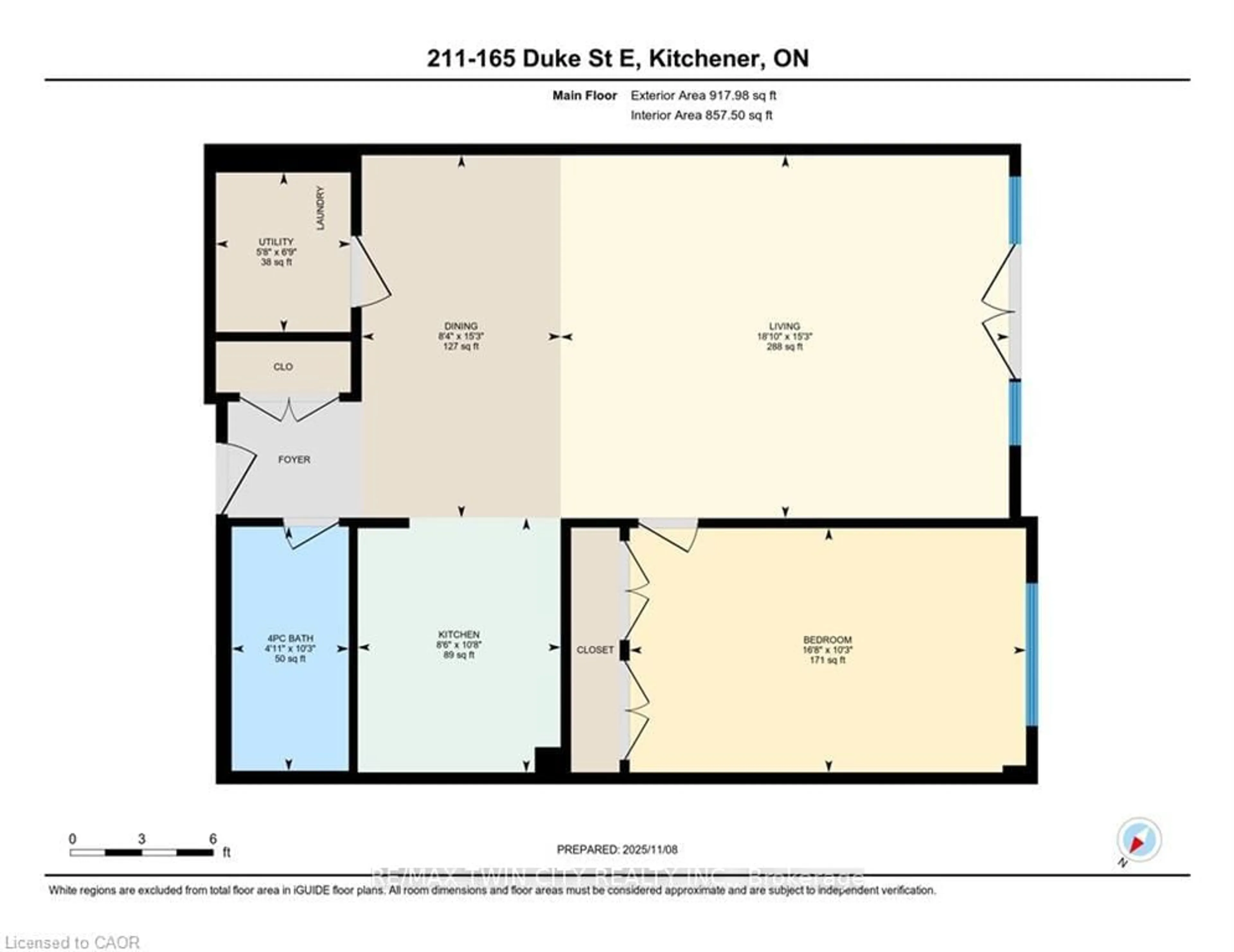 Floor plan for 165 Duke St #211, Waterloo Ontario N2H 6T8