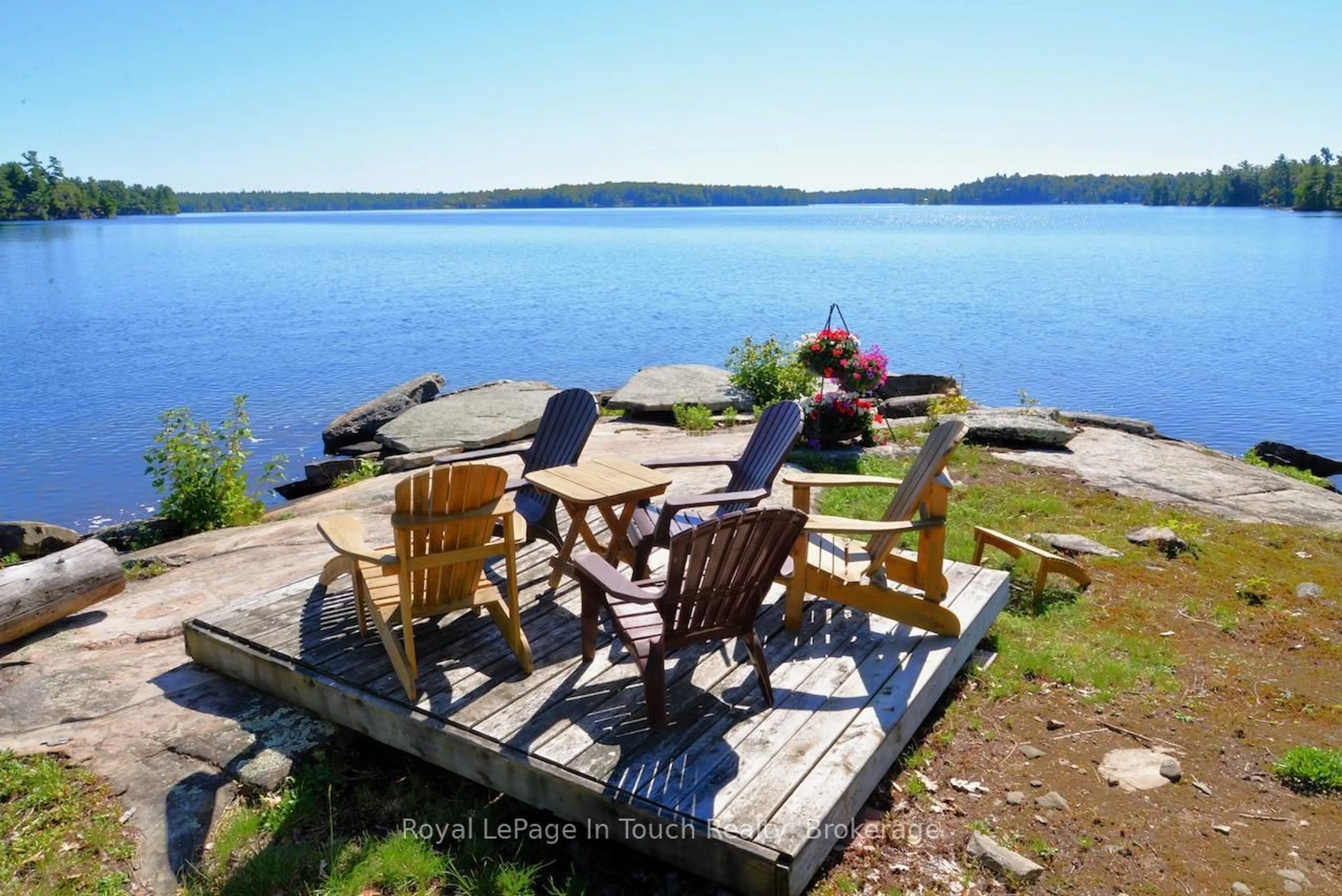Patio, water/lake/river/ocean view for 1916 Six Mile lake Shore Island, Georgian Bay Ontario L0K 1S0