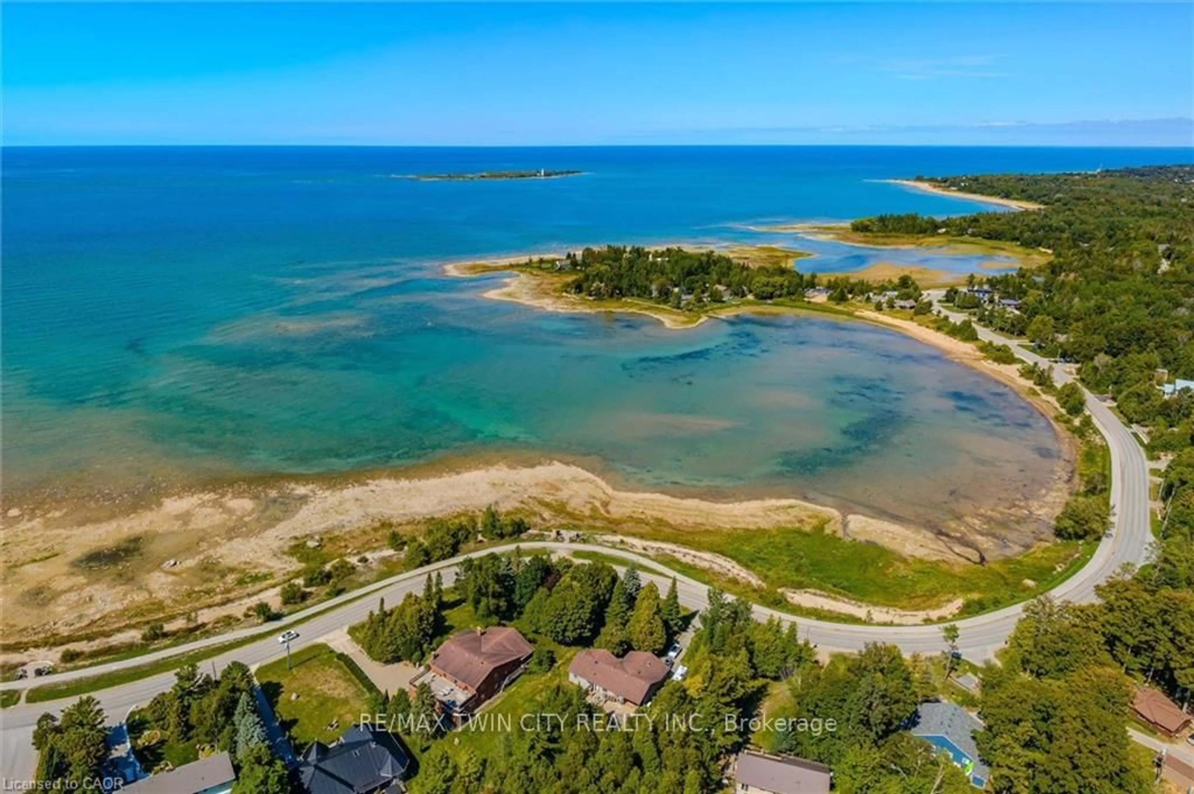 A pic from outside/outdoor area/front of a property/back of a property/a pic from drone, water/lake/river/ocean view for 74 Miramichi Bay Rd, Saugeen Shores Ontario N0H 2C6
