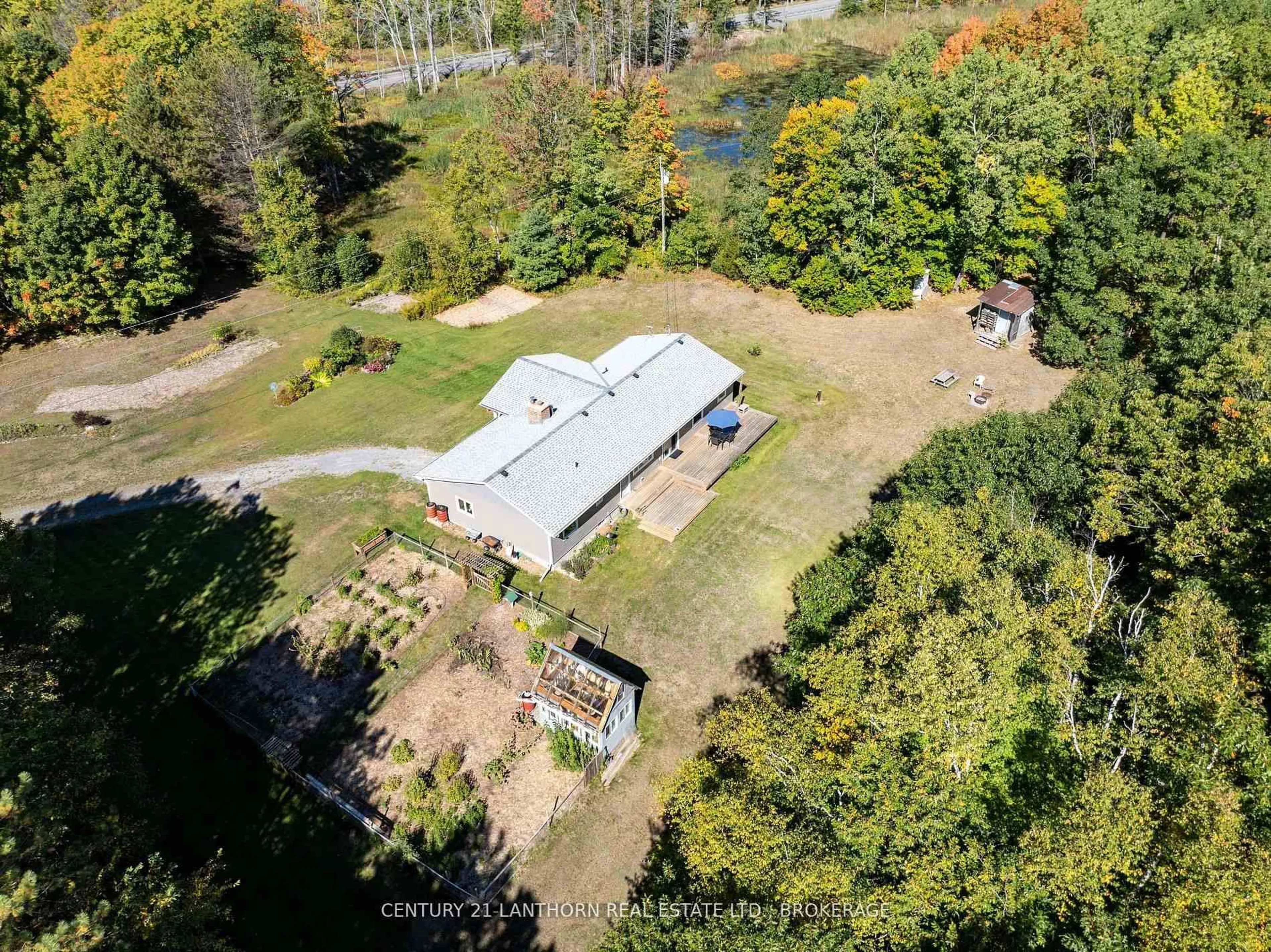 A pic from outside/outdoor area/front of a property/back of a property/a pic from drone, forest/trees view for 1773 County Road 15 Rd, Tamworth Ontario K0K 3G0