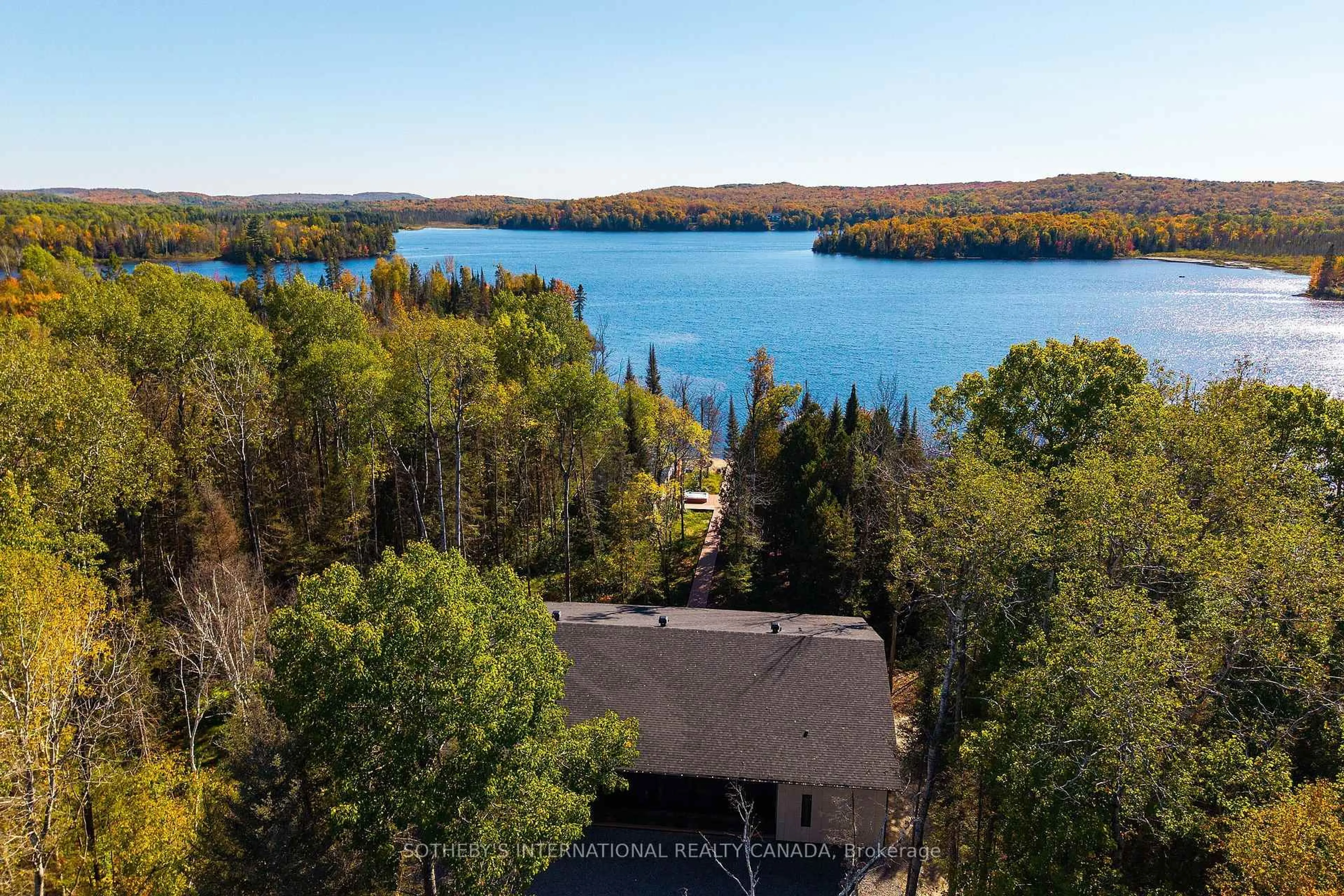 A pic from outside/outdoor area/front of a property/back of a property/a pic from drone, water/lake/river/ocean view for 1445 Pickerel Jack Lake Rd, Burk's Falls Ontario P0A 1Z0