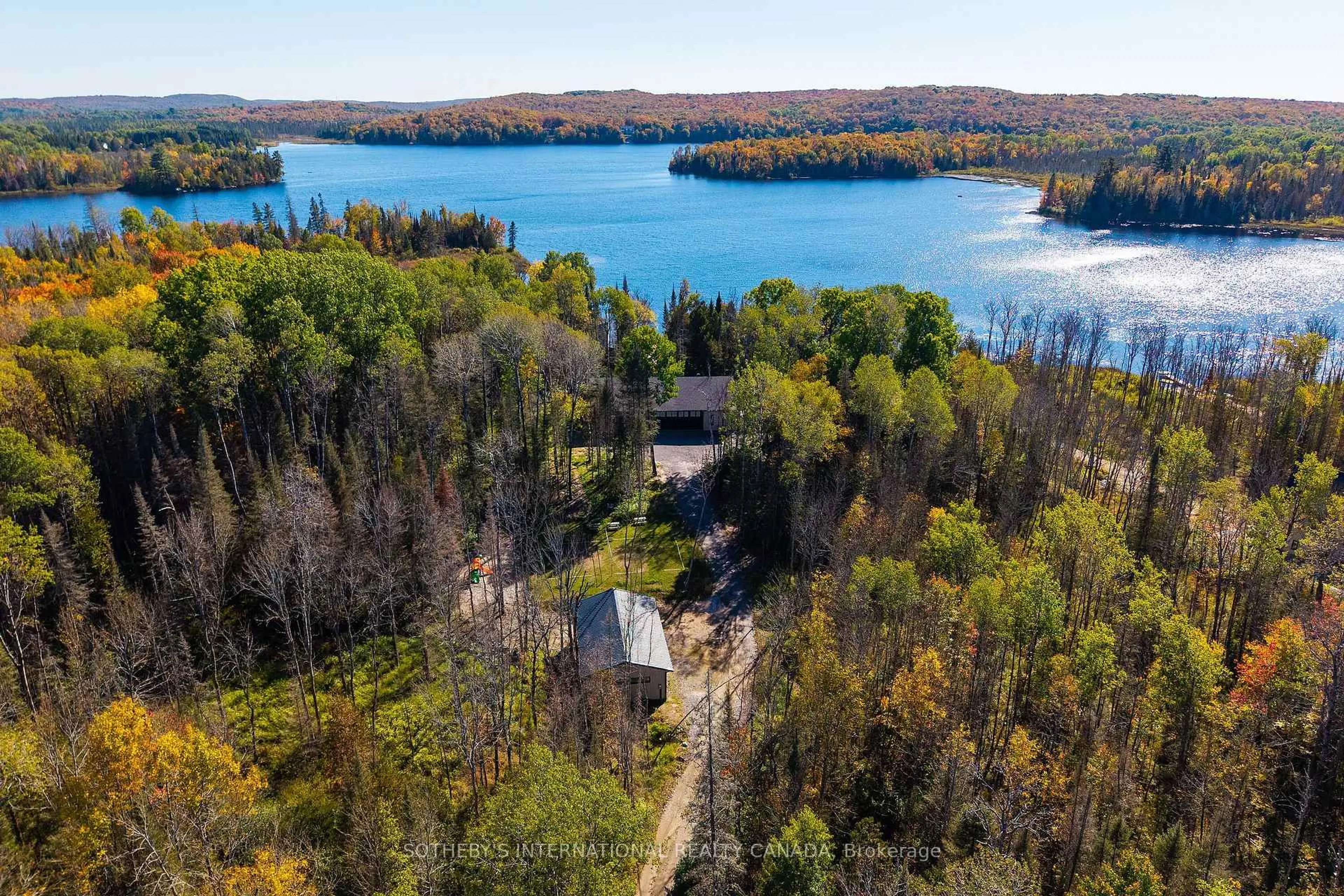 A pic from outside/outdoor area/front of a property/back of a property/a pic from drone, water/lake/river/ocean view for 1445 Pickerel Jack Lake Rd, Burk's Falls Ontario P0A 1Z0