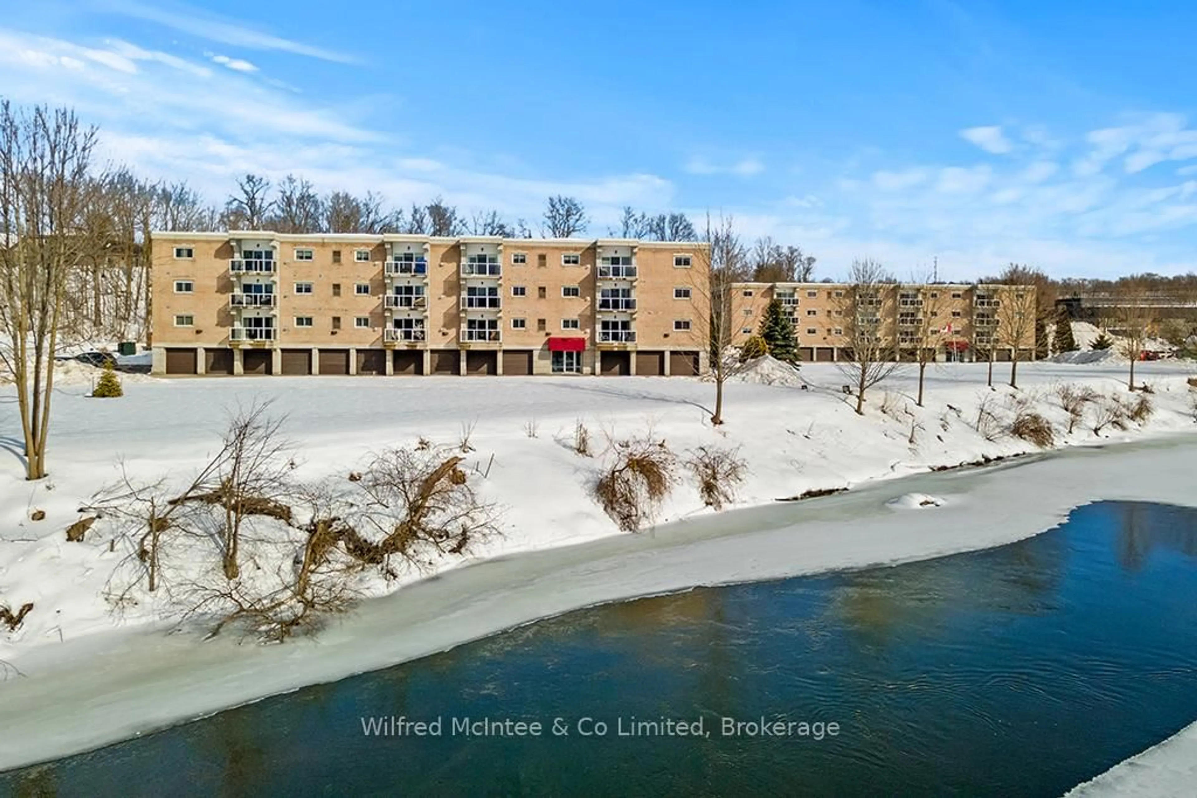 A pic from outside/outdoor area/front of a property/back of a property/a pic from drone, water/lake/river/ocean view for 125 William St #406, Brockton Ontario N0G 2V0