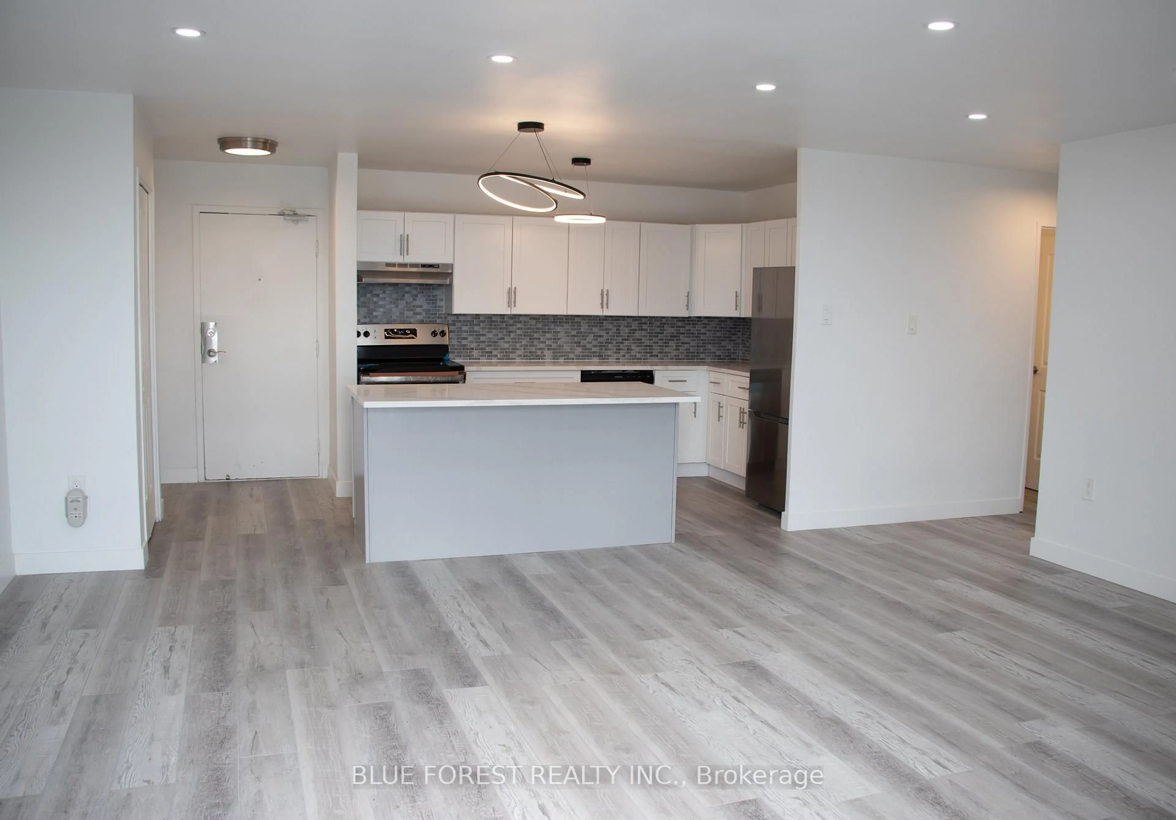 Open concept kitchen, wood/laminate floor for 583 Mornington Ave #1102, London East Ontario N5Y 3E9
