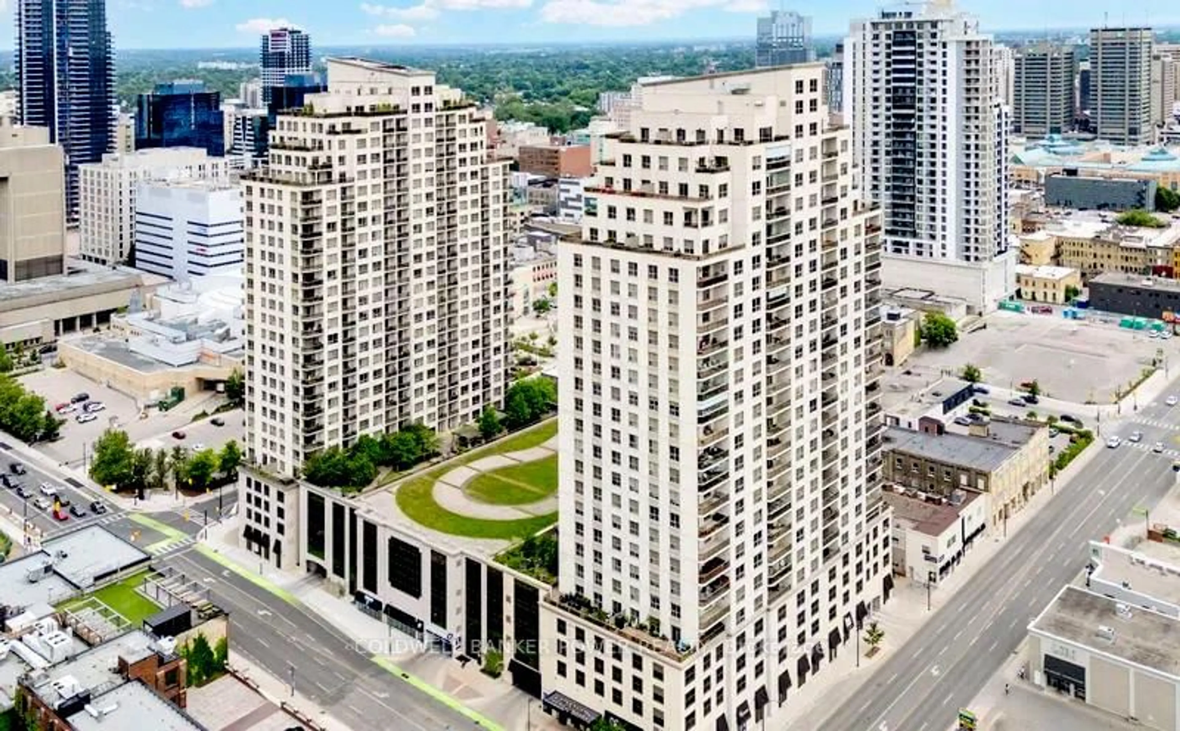 A pic from outside/outdoor area/front of a property/back of a property/a pic from drone, city buildings view from balcony for 330 Ridout St #1311, London East Ontario N6C 3Z3