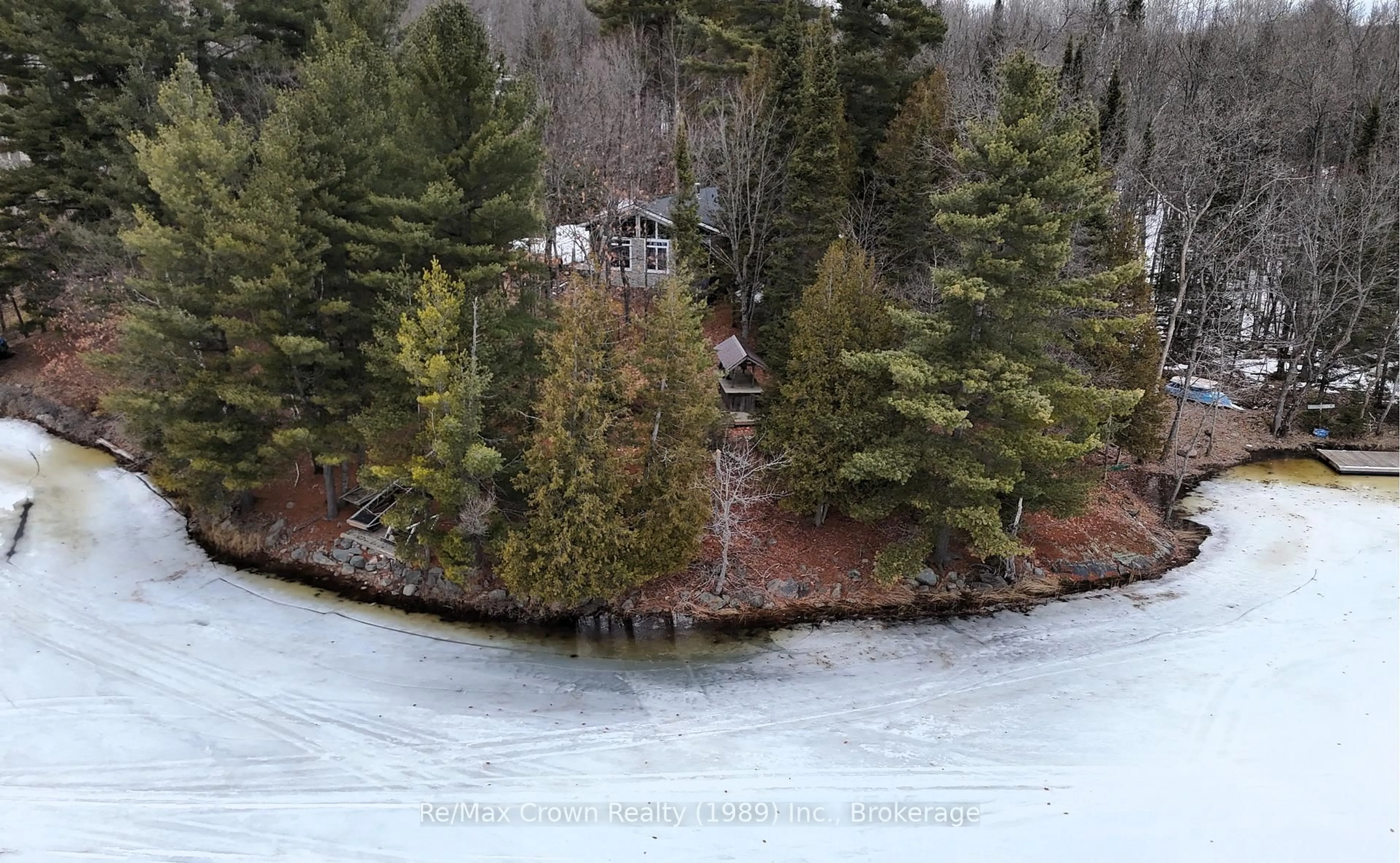 A pic from outside/outdoor area/front of a property/back of a property/a pic from drone, water/lake/river/ocean view for 935 Limberlost Point Rd, Parry Sound Remote Area Ontario P0H 2R0