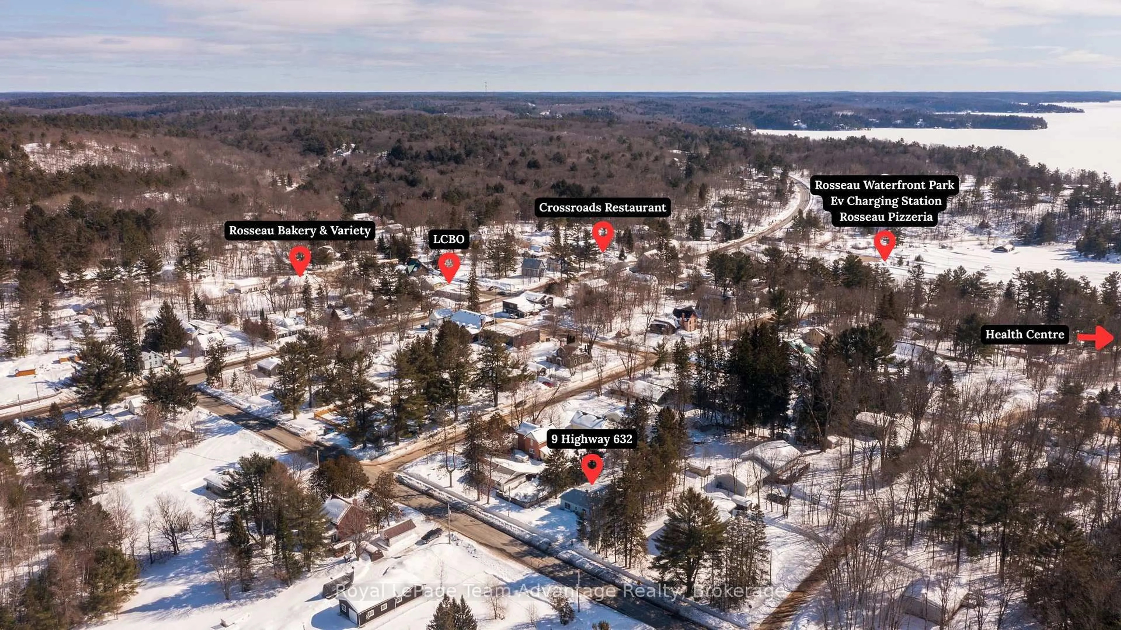 A pic from outside/outdoor area/front of a property/back of a property/a pic from drone, forest/trees view for 9 Highway 632, Seguin Ontario P0C 1J0