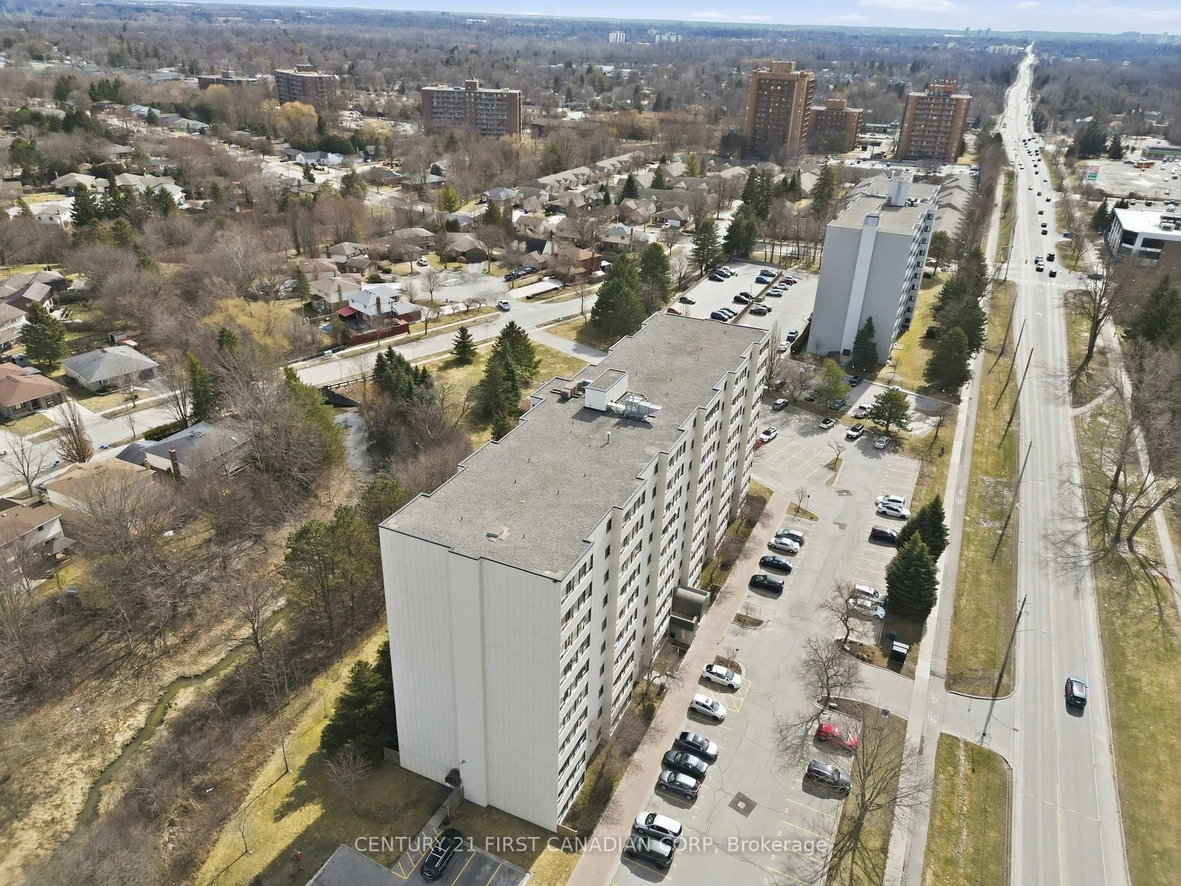 A pic from outside/outdoor area/front of a property/back of a property/a pic from drone, city buildings view from balcony for 1600 Adelaide St #1008, London North Ontario N5X 3H6