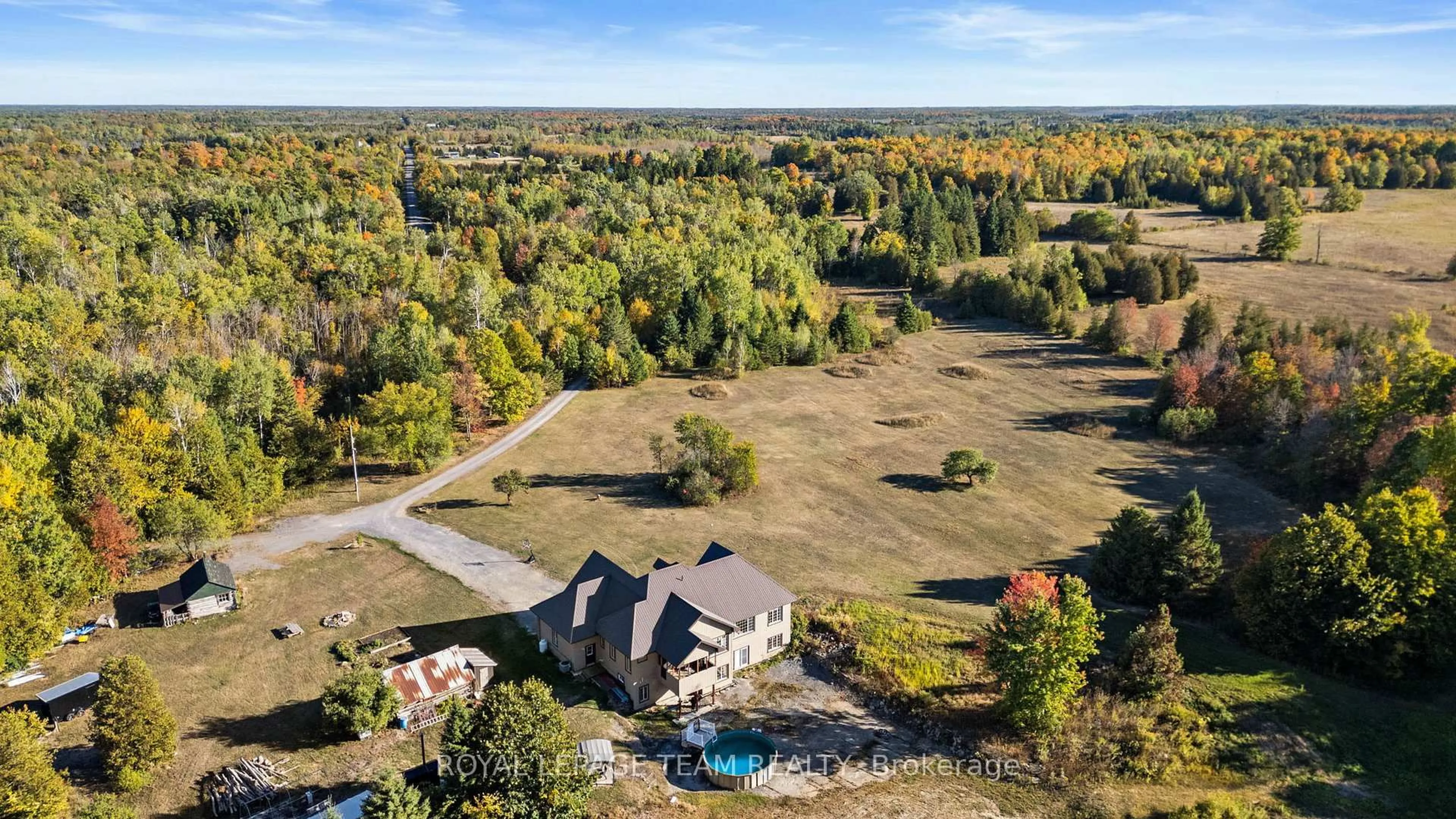 A pic from outside/outdoor area/front of a property/back of a property/a pic from drone, water/lake/river/ocean view for 450 Davis Side Rd, Smiths Falls Ontario K7A 4S7