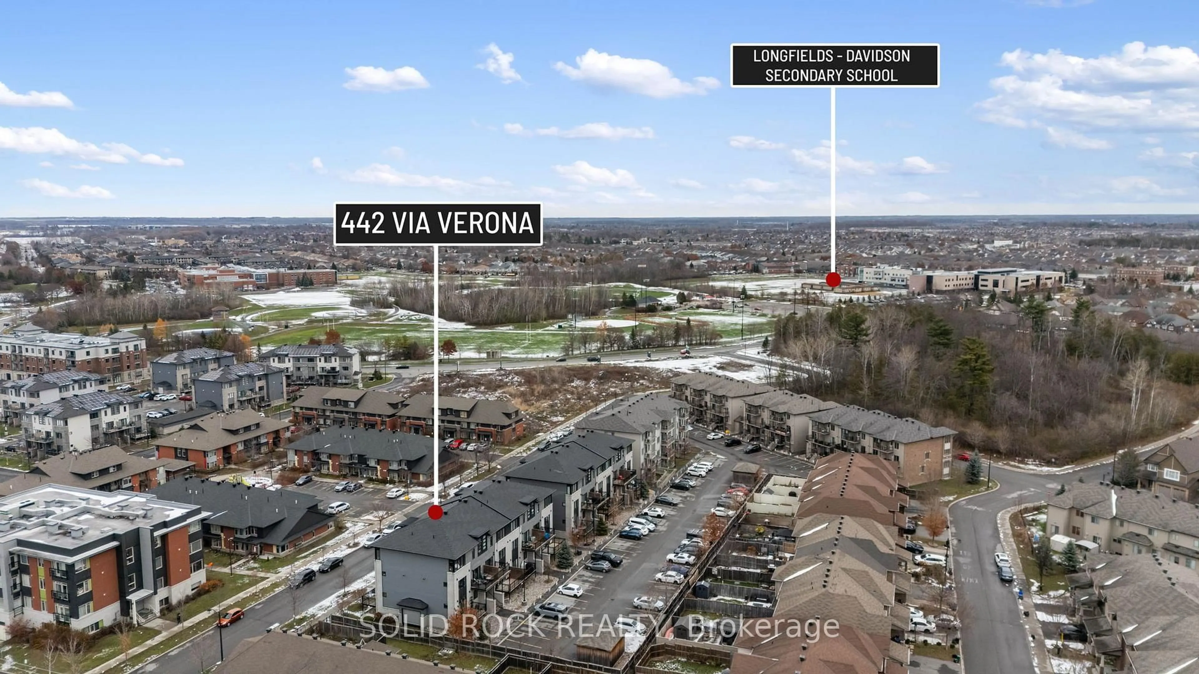 A pic from outside/outdoor area/front of a property/back of a property/a pic from drone, unknown for 442 Via Verona Ave #B, Ottawa Ontario K2J 6B3