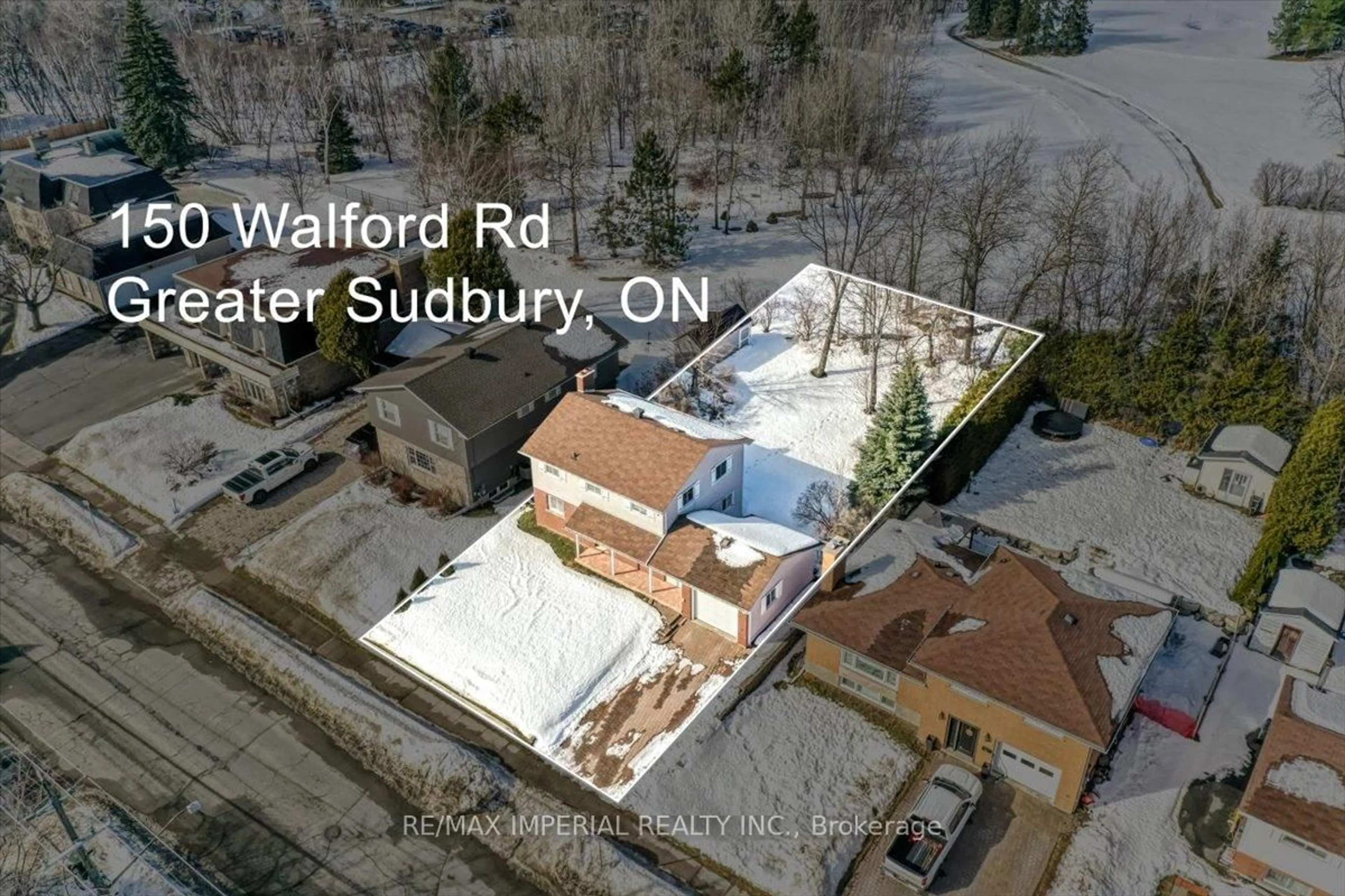 A pic from outside/outdoor area/front of a property/back of a property/a pic from drone, unknown for 150 Walford Rd, Sudbury Remote Area Ontario P3E 2G9