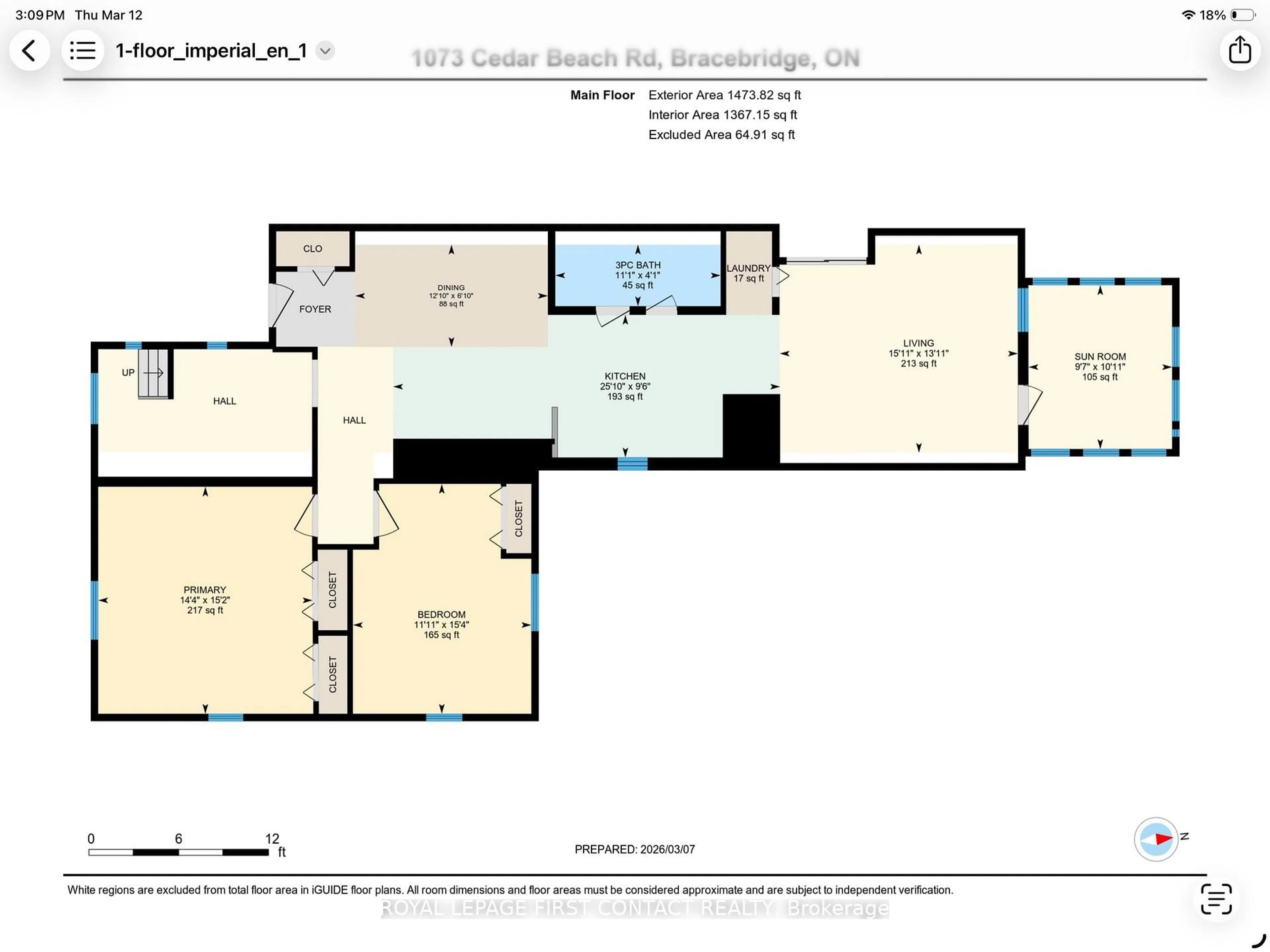 Floor plan for 1073 Cedar Beach Rd, Bracebridge Ontario P1L 1W8