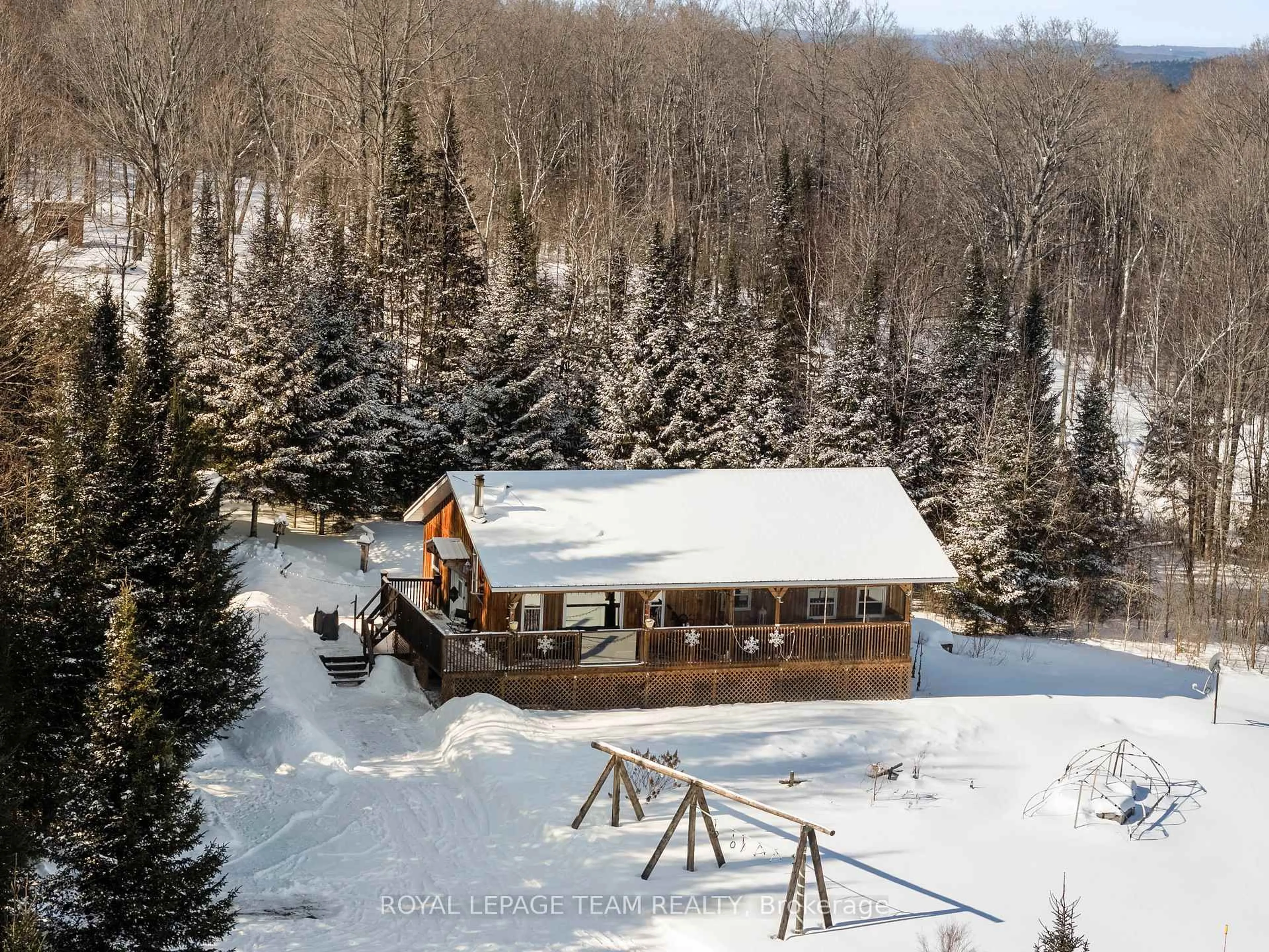 A pic from outside/outdoor area/front of a property/back of a property/a pic from drone, mountain view for 105 Heins Rd, Palmer Rapids Ontario K0J 2E0