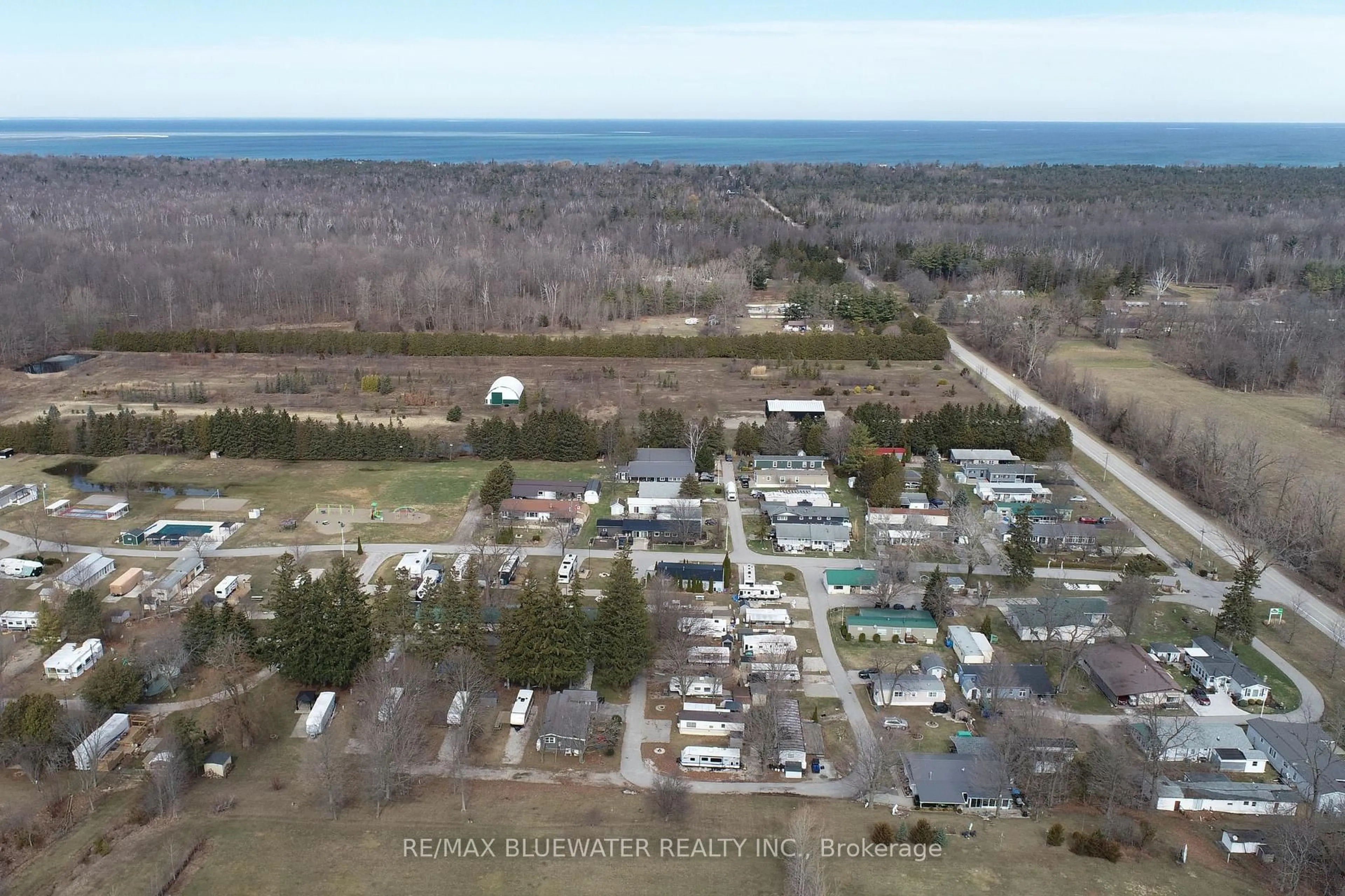 A pic from outside/outdoor area/front of a property/back of a property/a pic from drone, water/lake/river/ocean view for 9385 Ipperwash Rd #48, Lambton Shores Ontario N0N 1J3