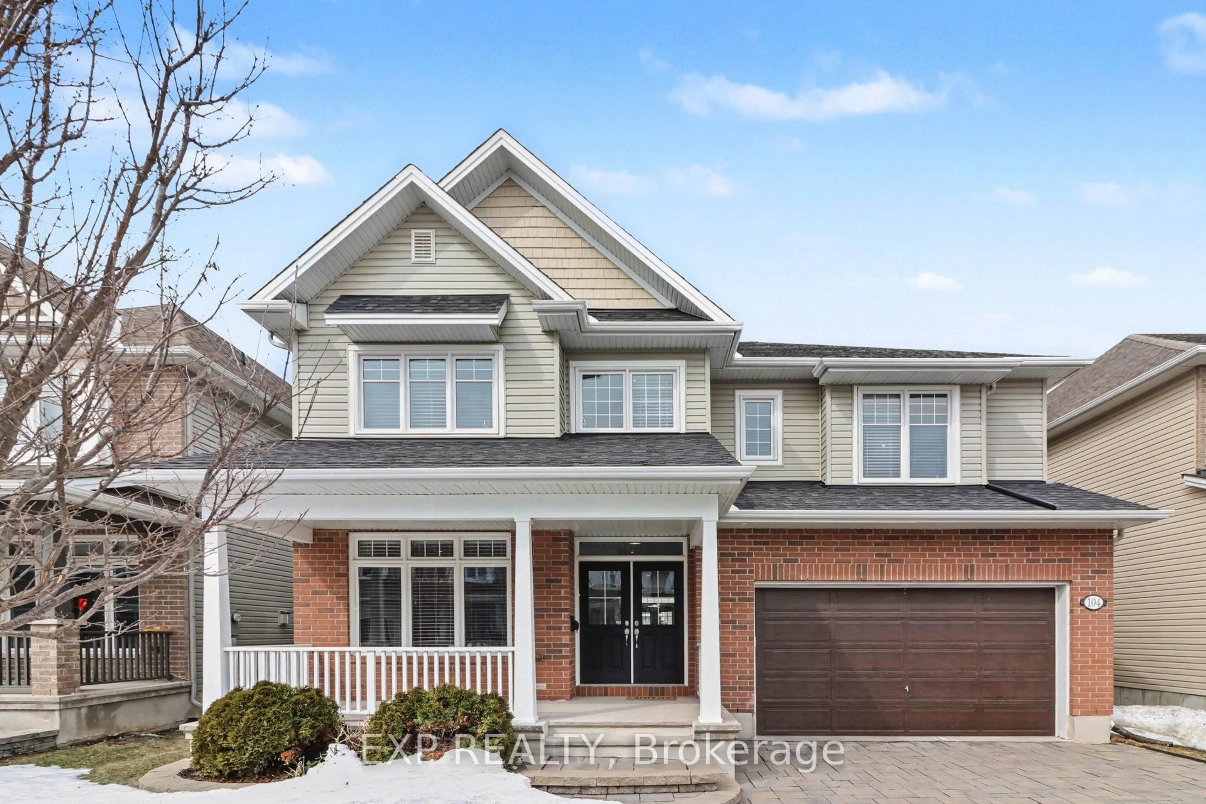 Home with brick exterior material, street for 104 Brambling Way, Ottawa Ontario K2J 5V3