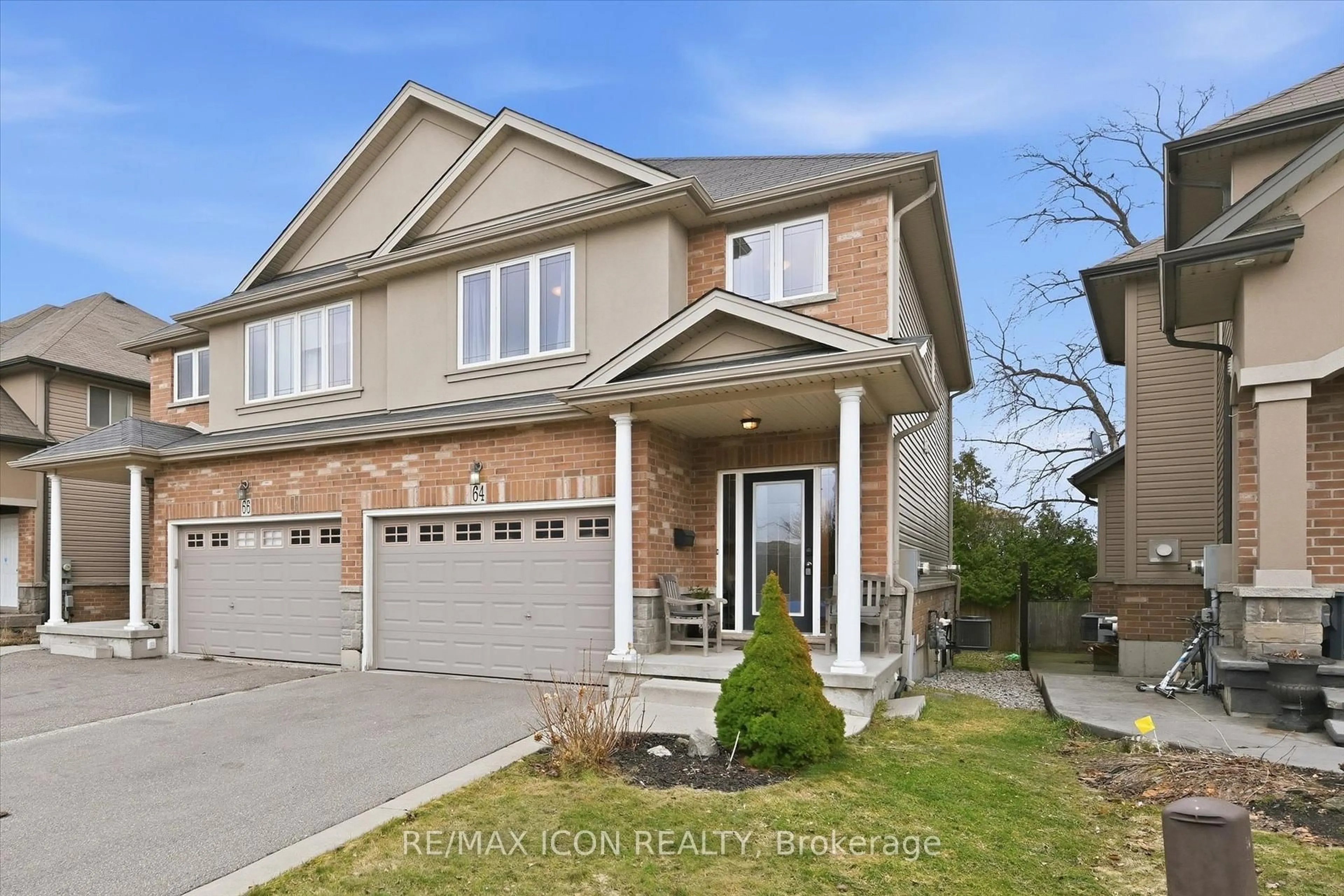 Home with brick exterior material, street for 64 Springvalley Cres, Hamilton Ontario L9C 7X3