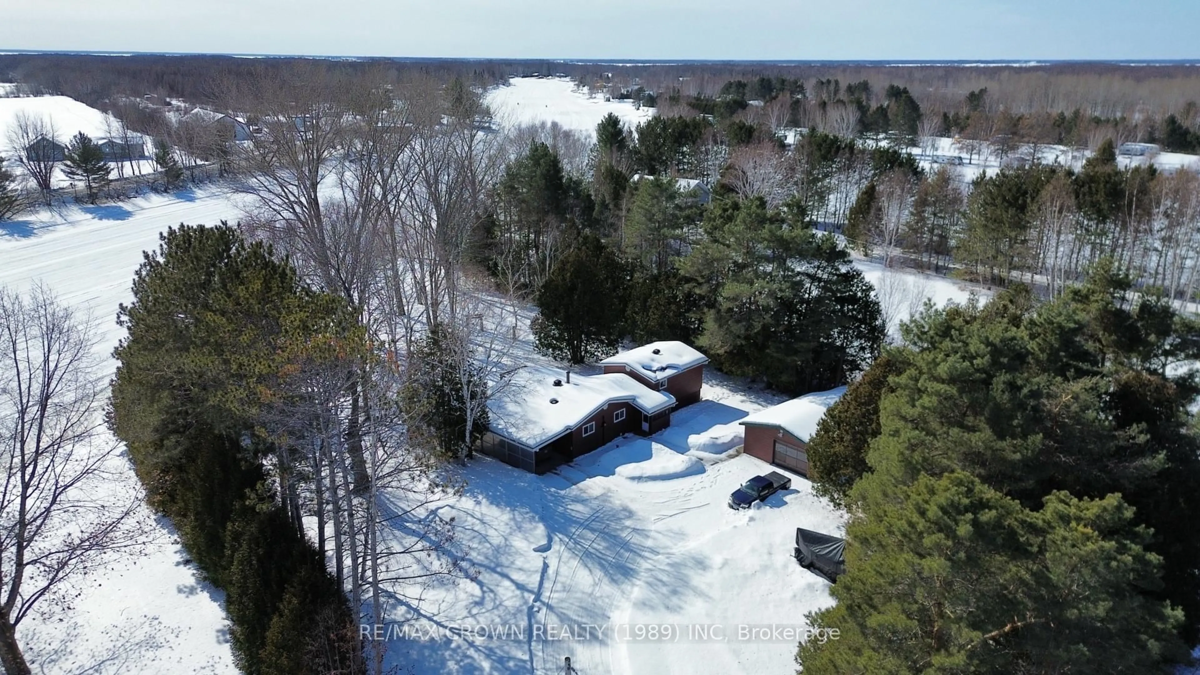 A pic from outside/outdoor area/front of a property/back of a property/a pic from drone, water/lake/river/ocean view for 796 Lalande Rd, West Nipissing Ontario P0H 2M0