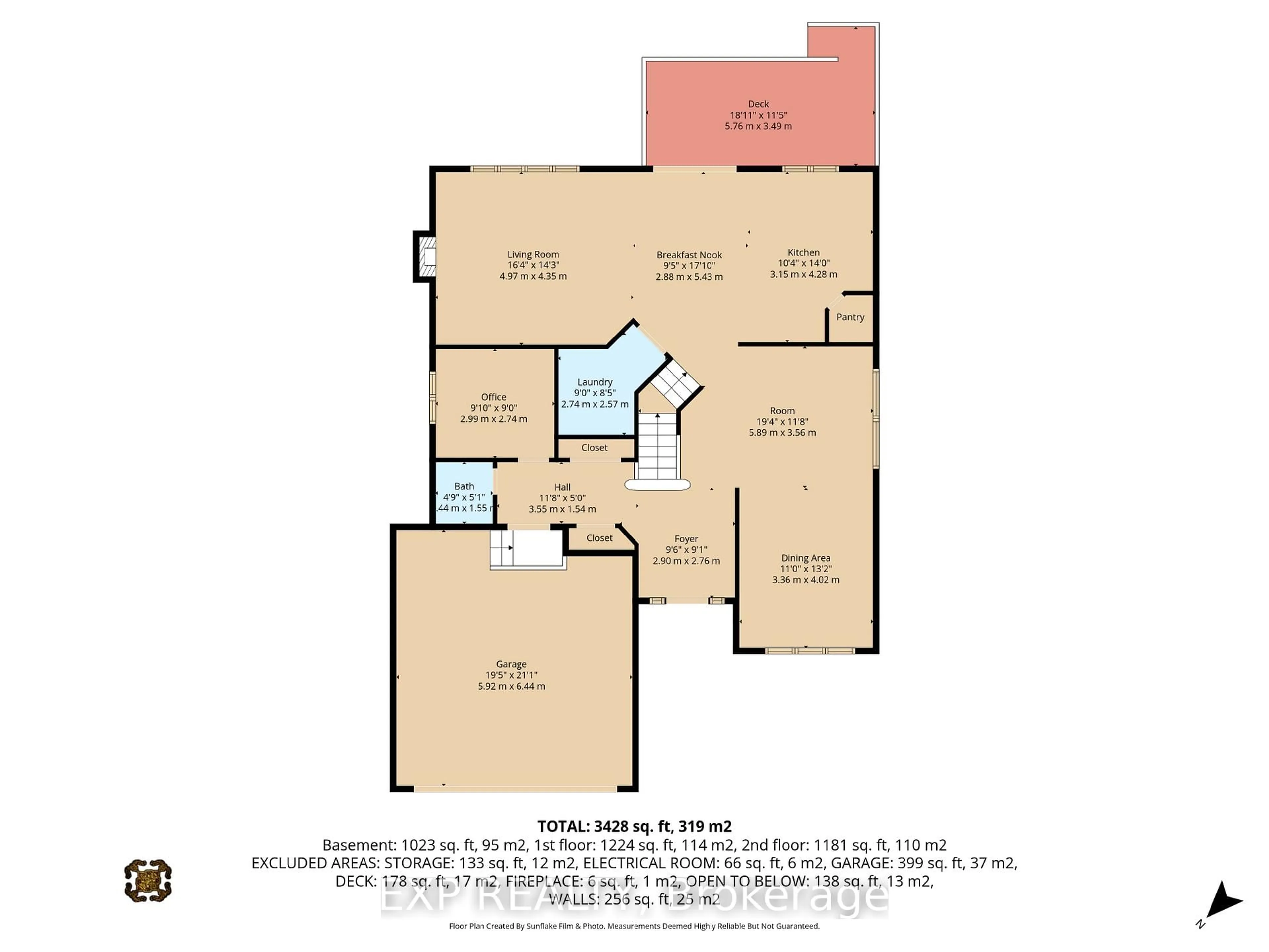 Floor plan for 419 Landswood Way, Ottawa Ontario K2S 0A4