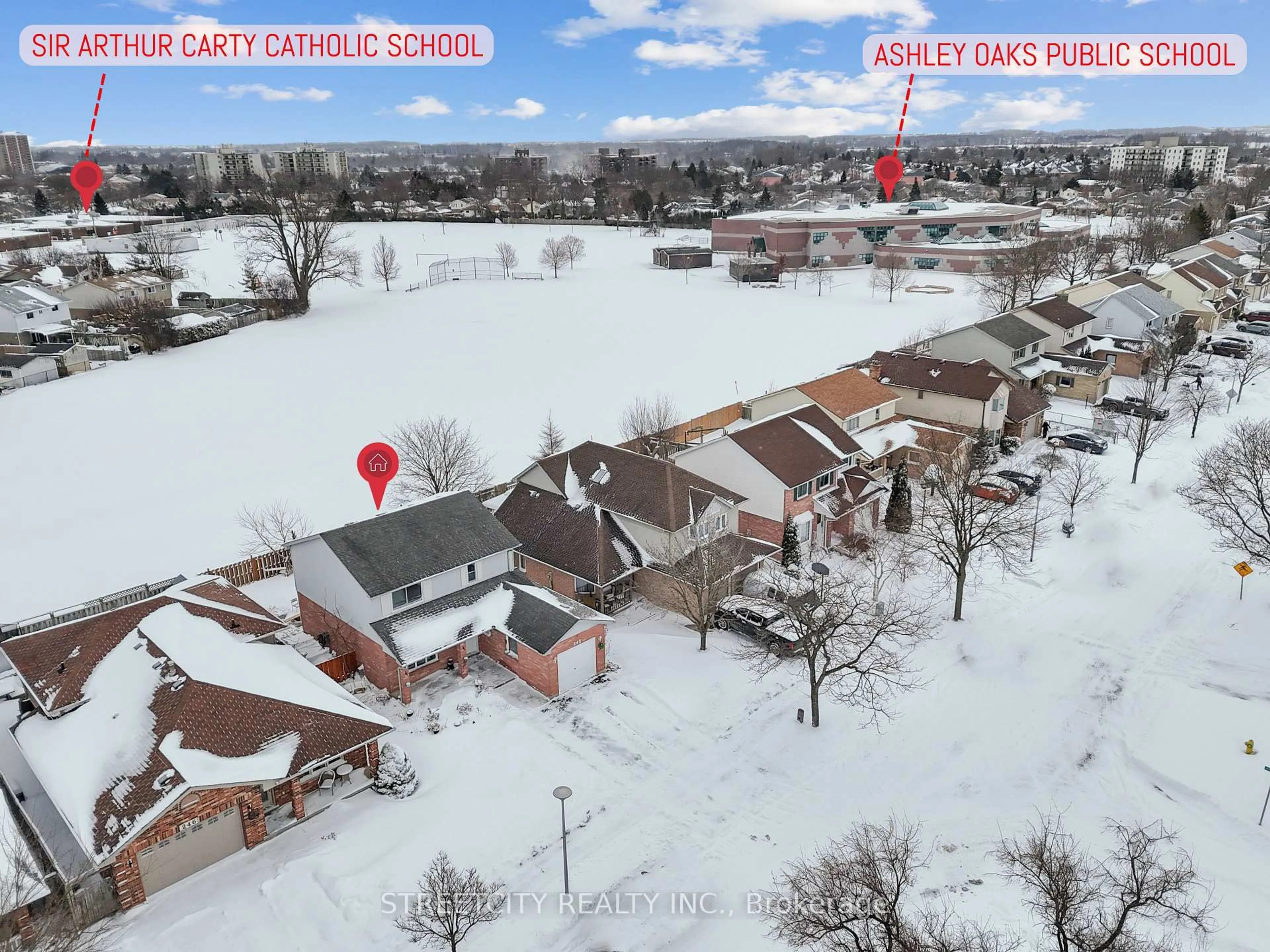 A pic from outside/outdoor area/front of a property/back of a property/a pic from drone, street for 242 Colette Dr, London South Ontario N6E 3S8