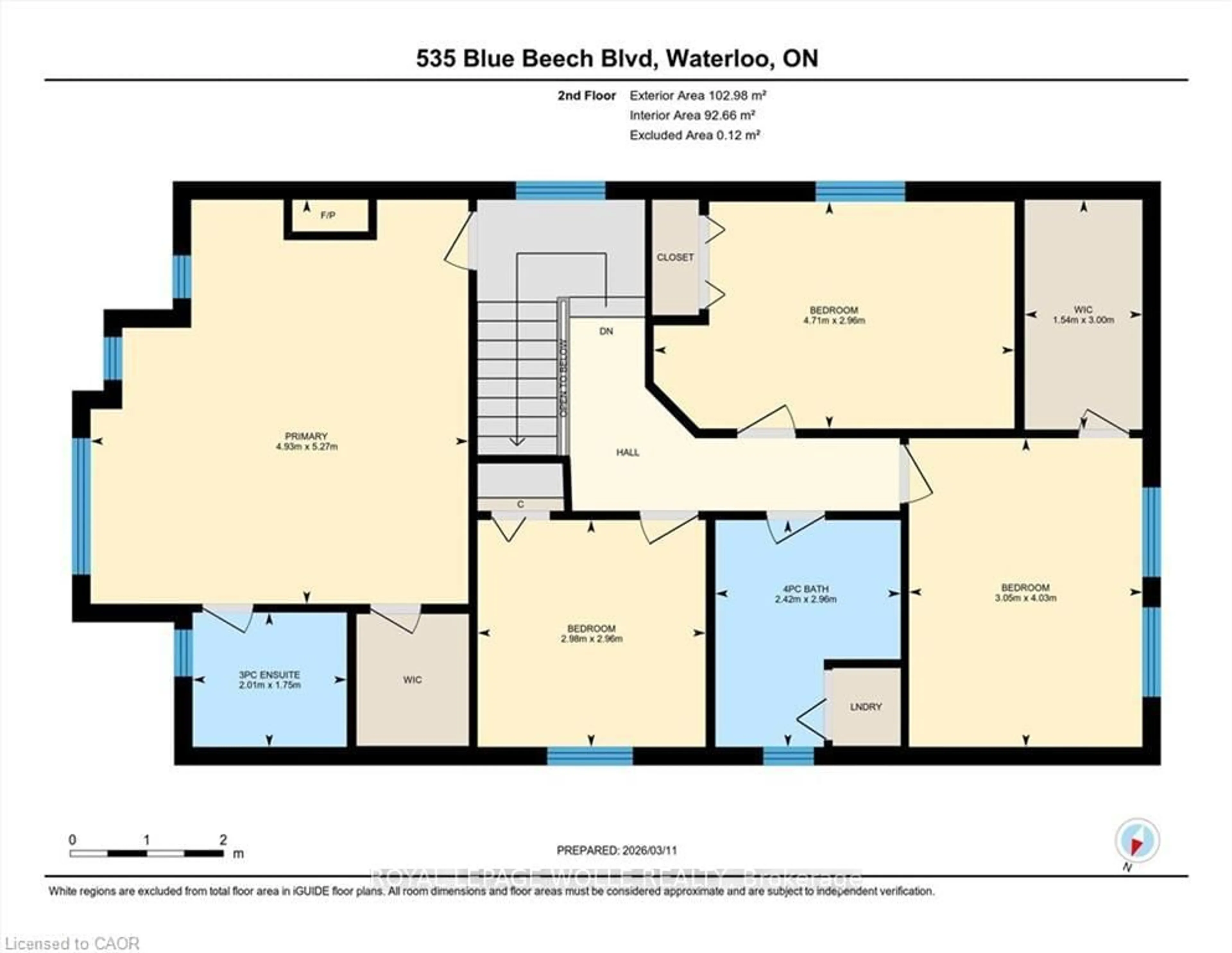 Floor plan for 535 Blue Beech Blvd, Waterloo Ontario N2V 2T4