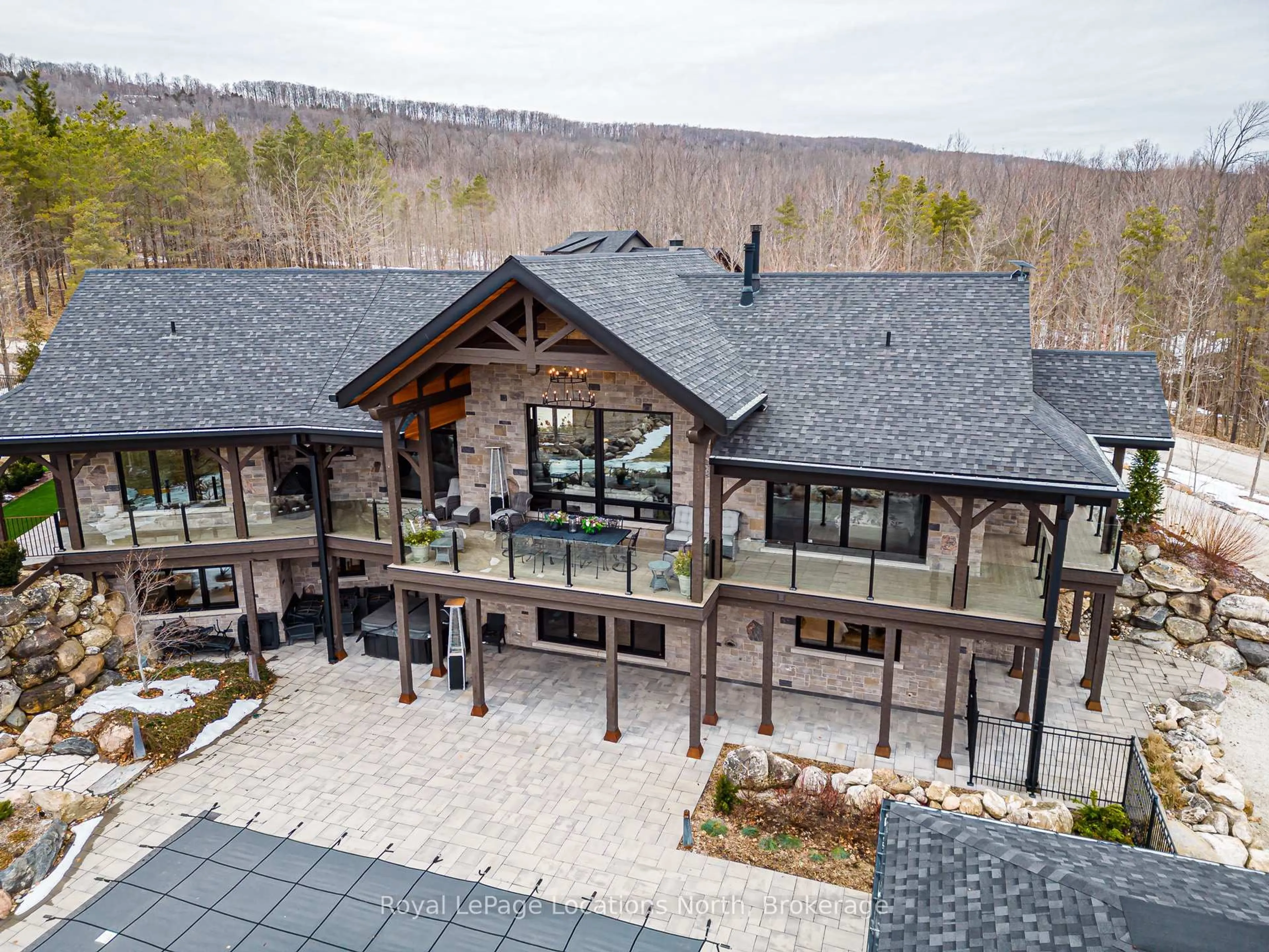 A pic from outside/outdoor area/front of a property/back of a property/a pic from drone, mountain view for 195718 Grey 7 Rd, Grey Highlands Ontario N0C 1G0