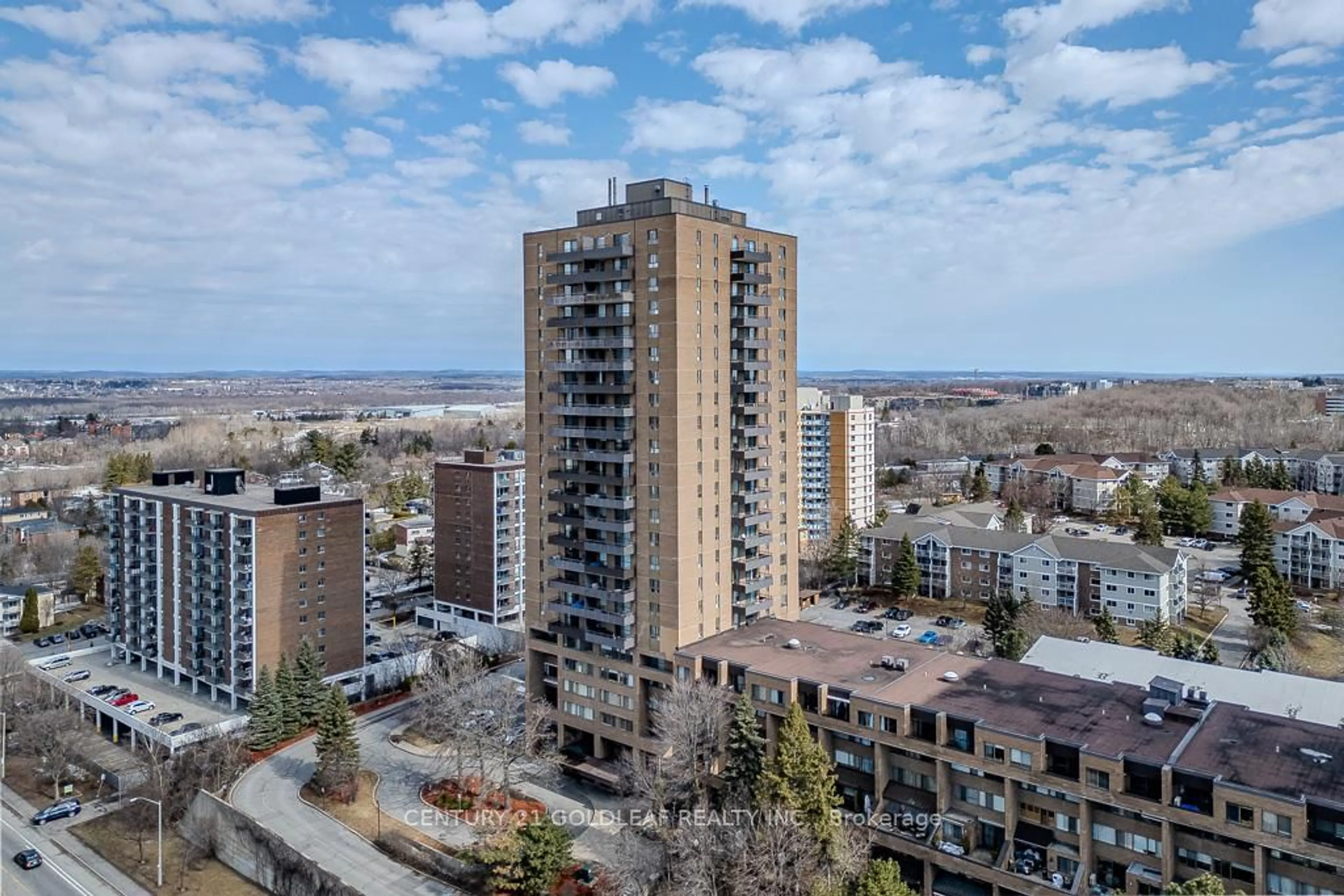 A pic from outside/outdoor area/front of a property/back of a property/a pic from drone, city buildings view from balcony for 505 St Laurent Blvd #1406, Ottawa Ontario K1K 3X4