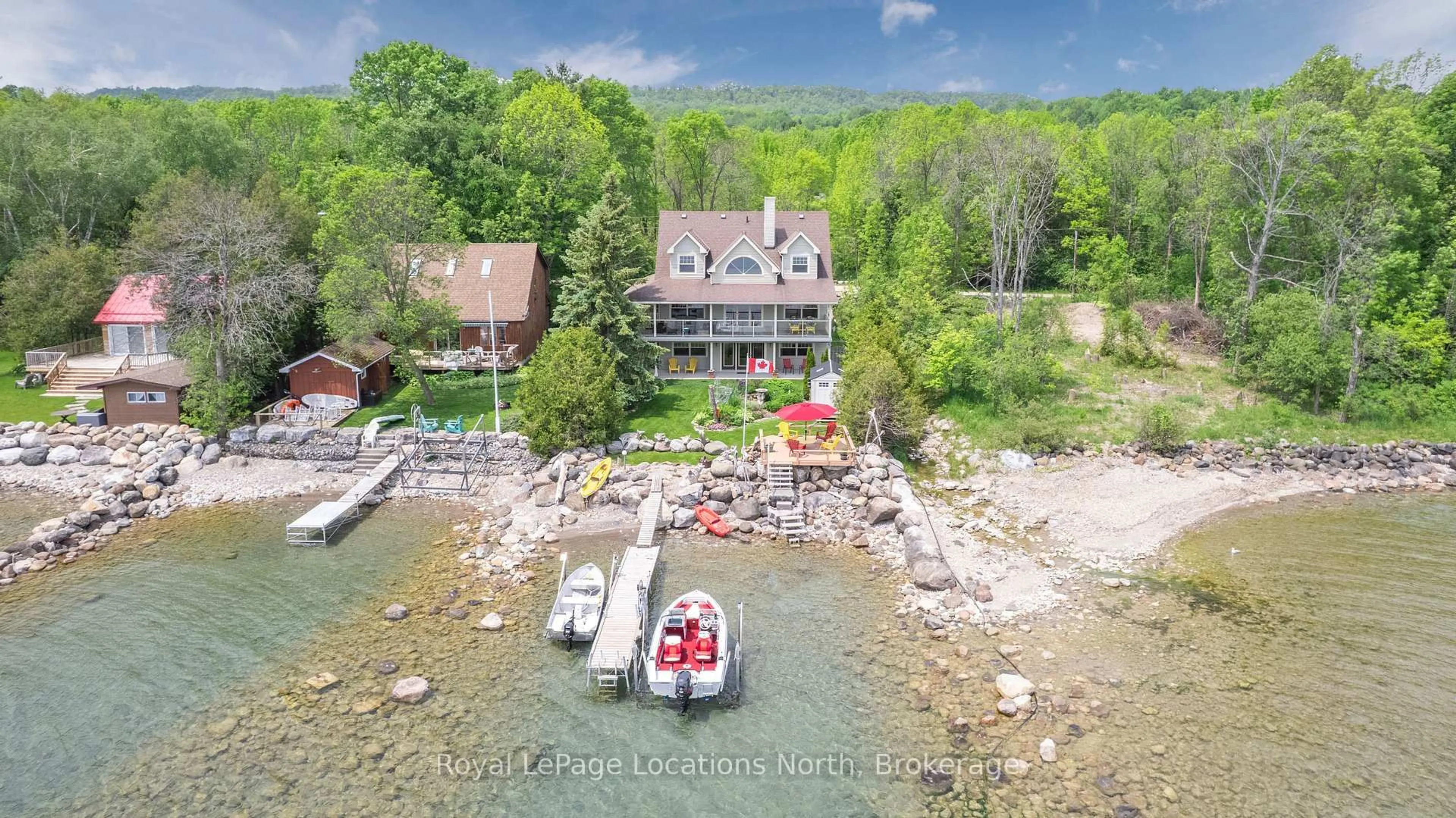 A pic from outside/outdoor area/front of a property/back of a property/a pic from drone, water/lake/river/ocean view for 261 Cedar Ave, Meaford Ontario N4L 1W5