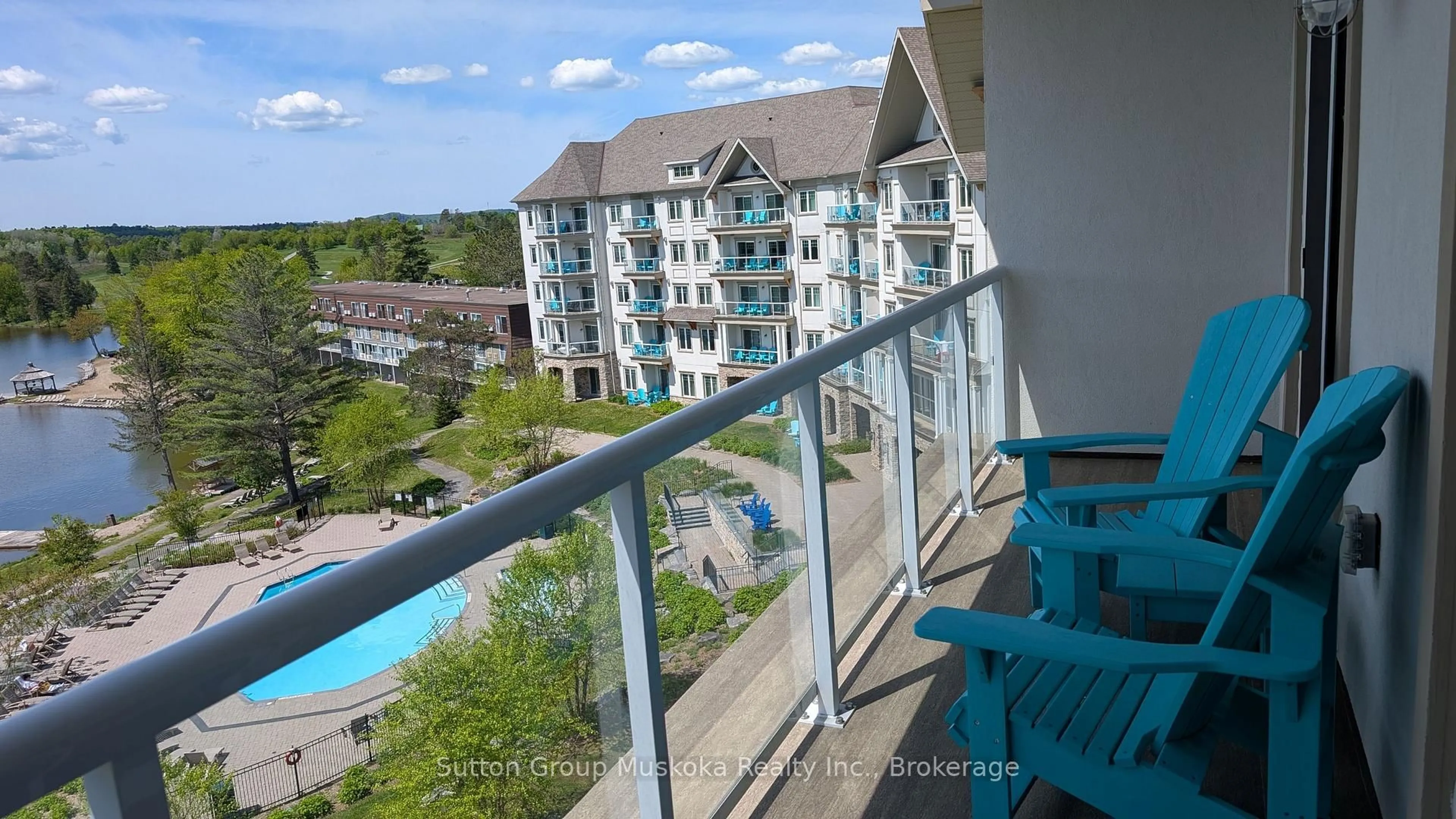 Balcony in the apartment, water/lake/river/ocean view for 25 Pen Lake Point Rd #423, Huntsville Ontario P1H 2E8