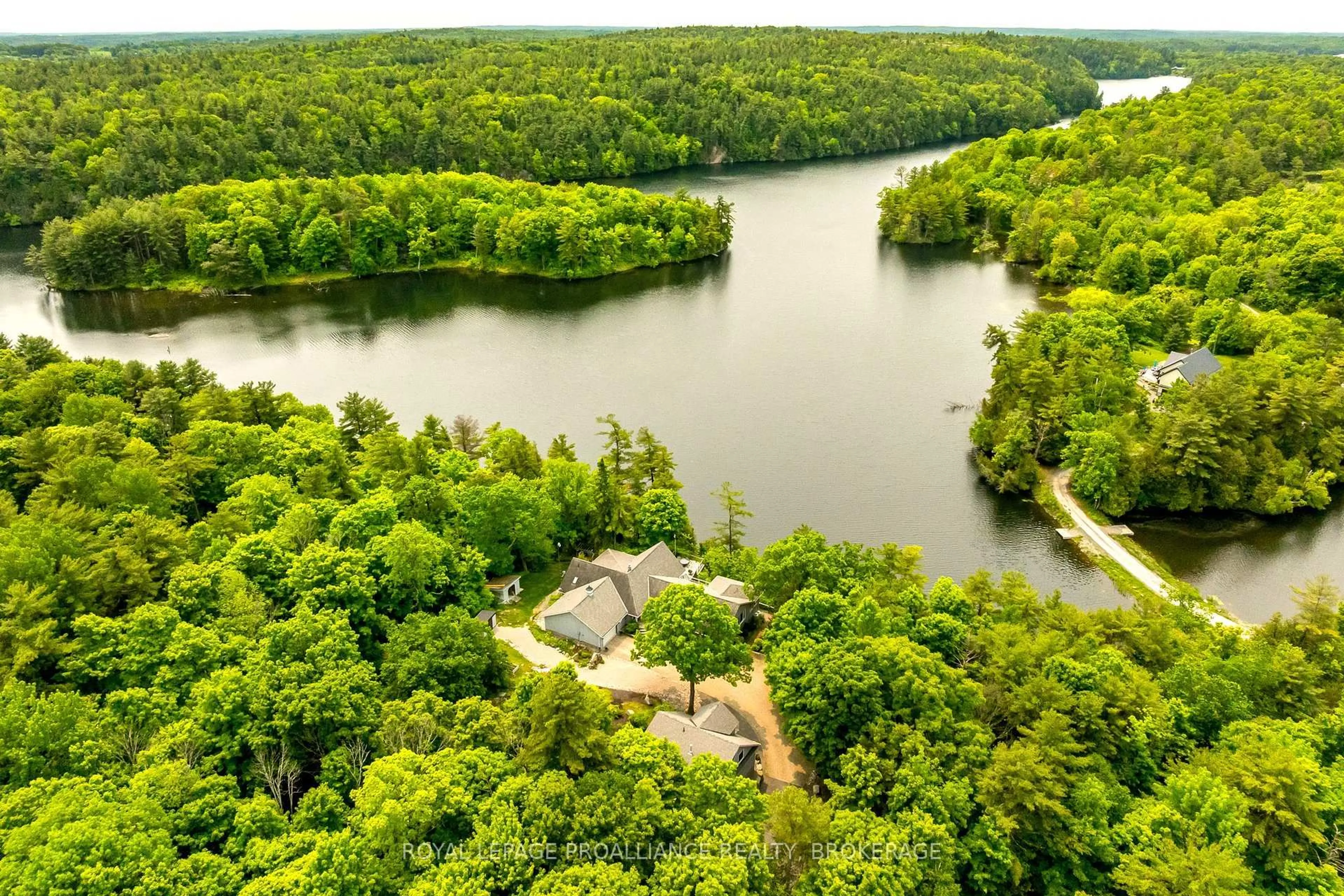 A pic from outside/outdoor area/front of a property/back of a property/a pic from drone, water/lake/river/ocean view for 164A Deans Island Rd, Rideau Lakes Ontario K0G 1E0