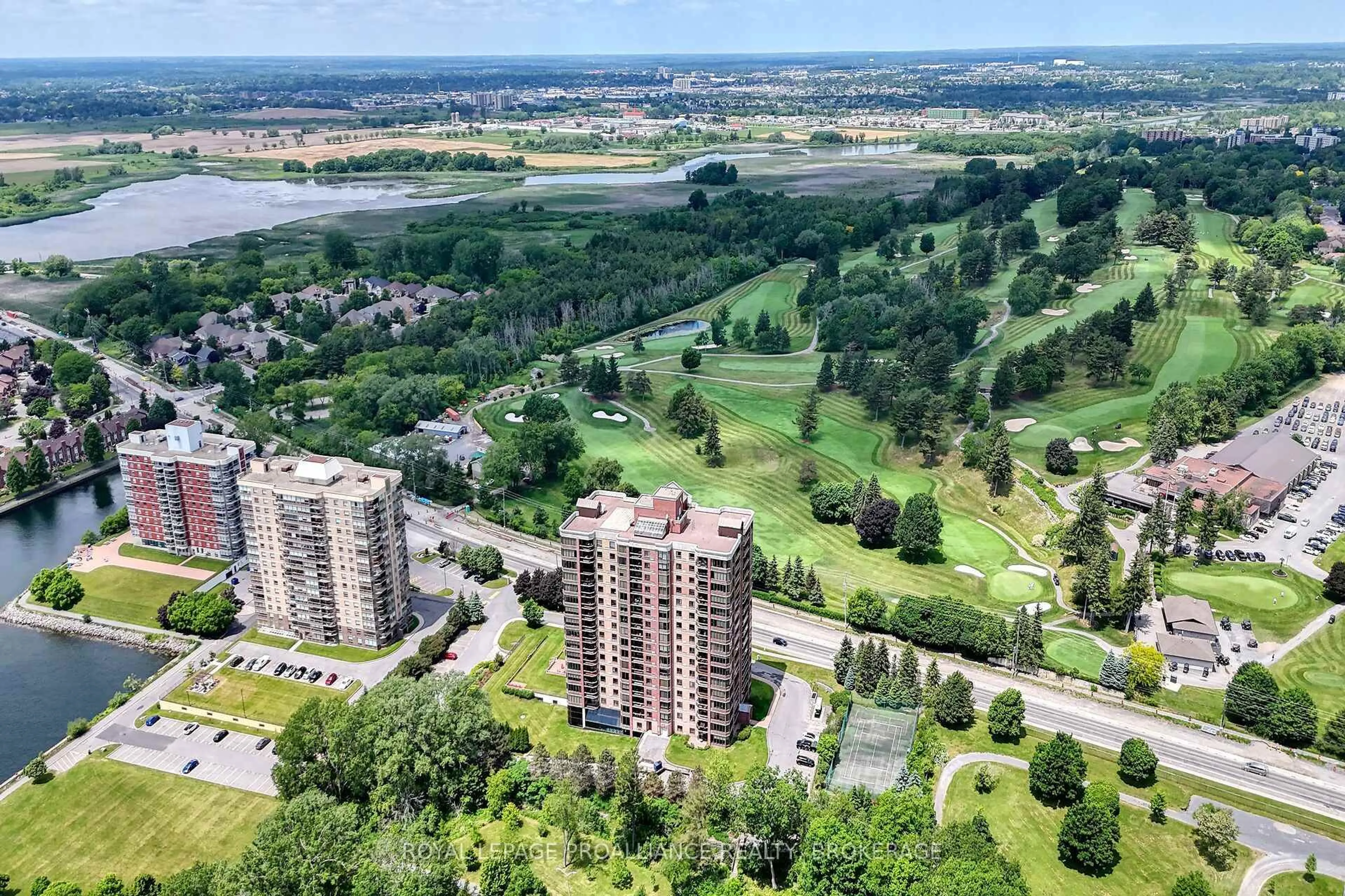 A pic from outside/outdoor area/front of a property/back of a property/a pic from drone, city buildings view from balcony for 1000 King St #1201, Kingston Ontario K7M 8H3