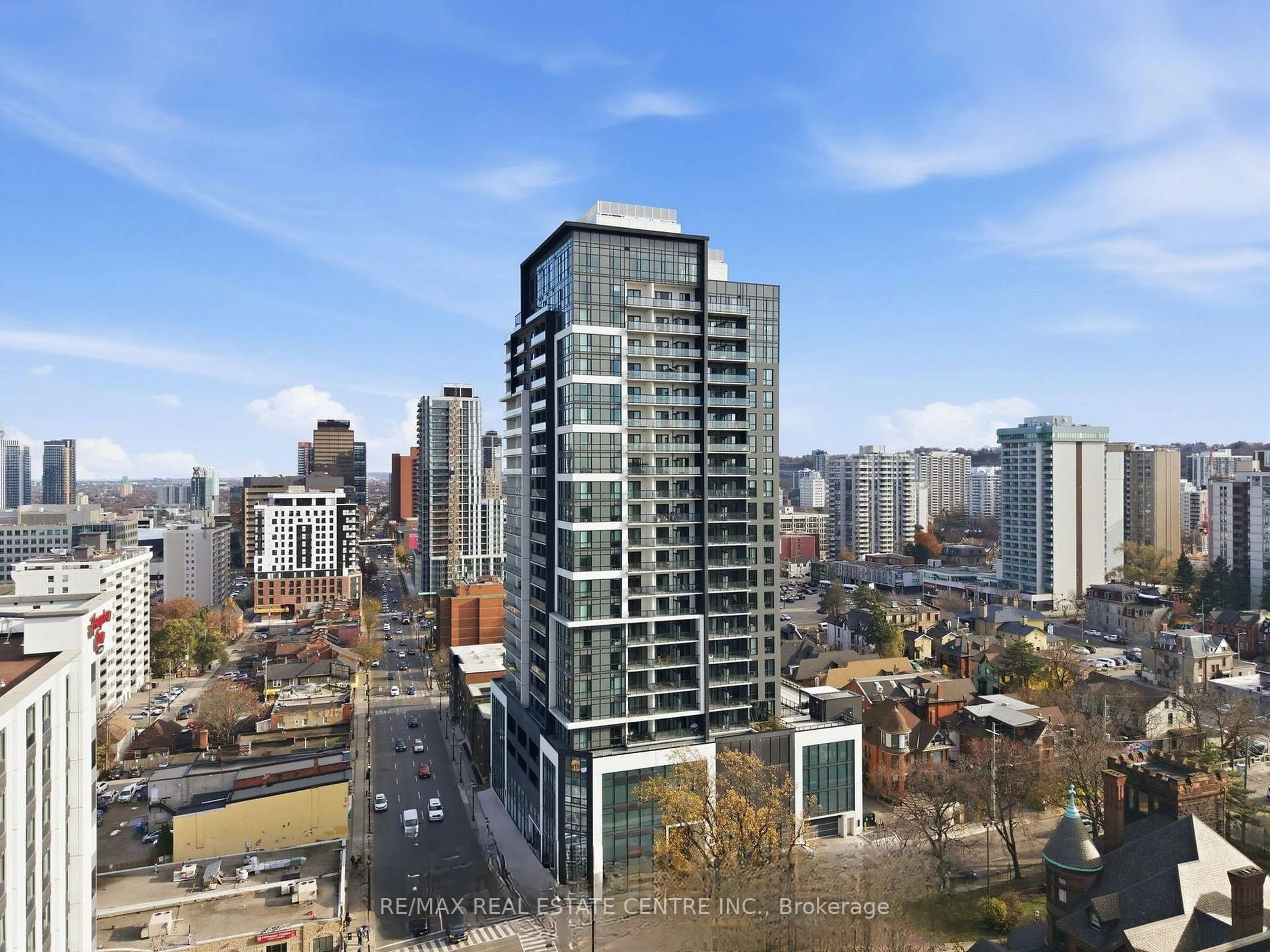 A pic from outside/outdoor area/front of a property/back of a property/a pic from drone, city buildings view from balcony for 15 Queen St #2008, Hamilton Ontario L8P 0C6
