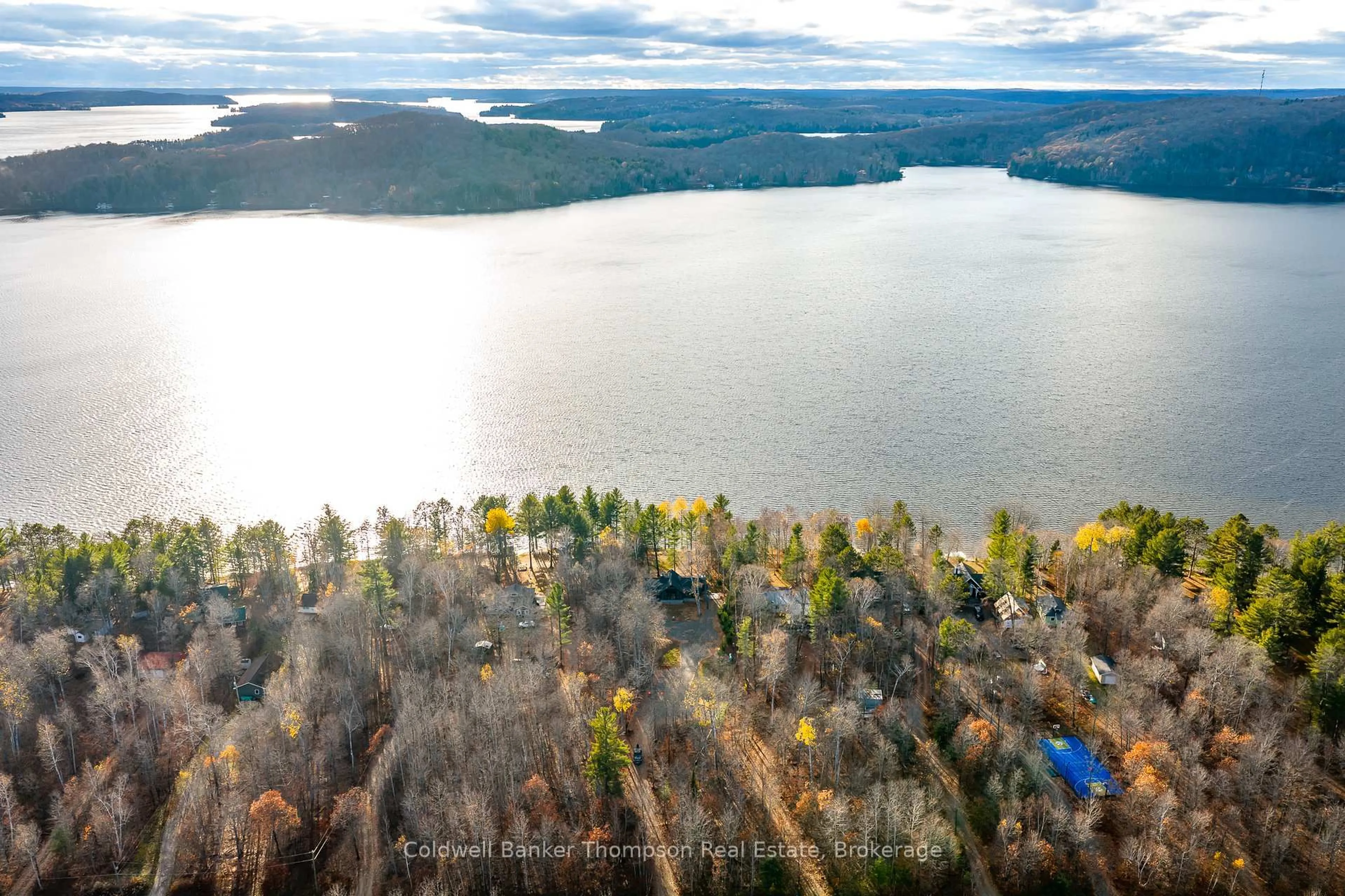 A pic from outside/outdoor area/front of a property/back of a property/a pic from drone, water/lake/river/ocean view for 1204 Seabreeze Rd, Lake of Bays Ontario P0A 1H0