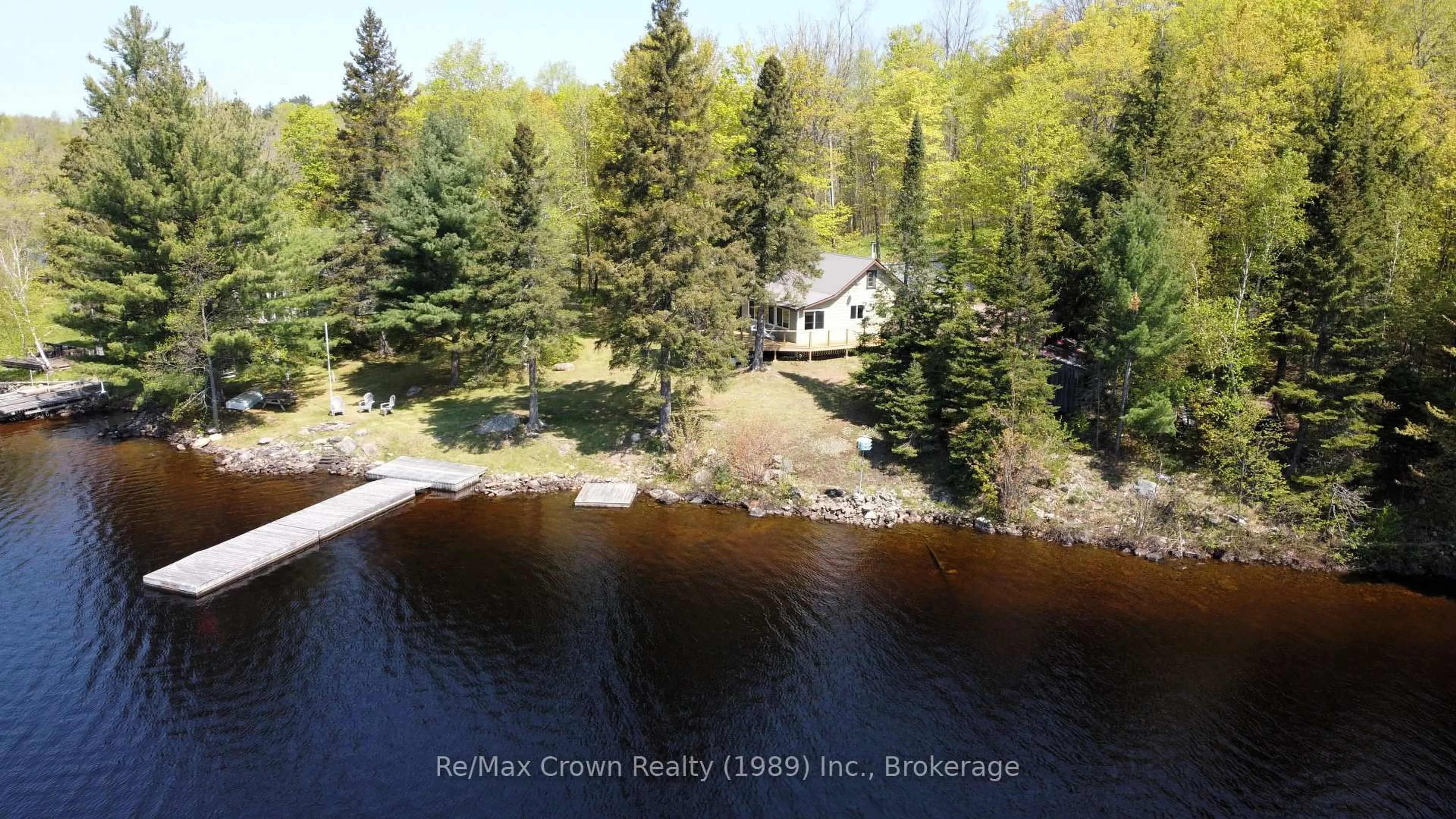A pic from outside/outdoor area/front of a property/back of a property/a pic from drone, water/lake/river/ocean view for 131 Lee Lane, Parry Sound Remote Area Ontario P0H 1S0
