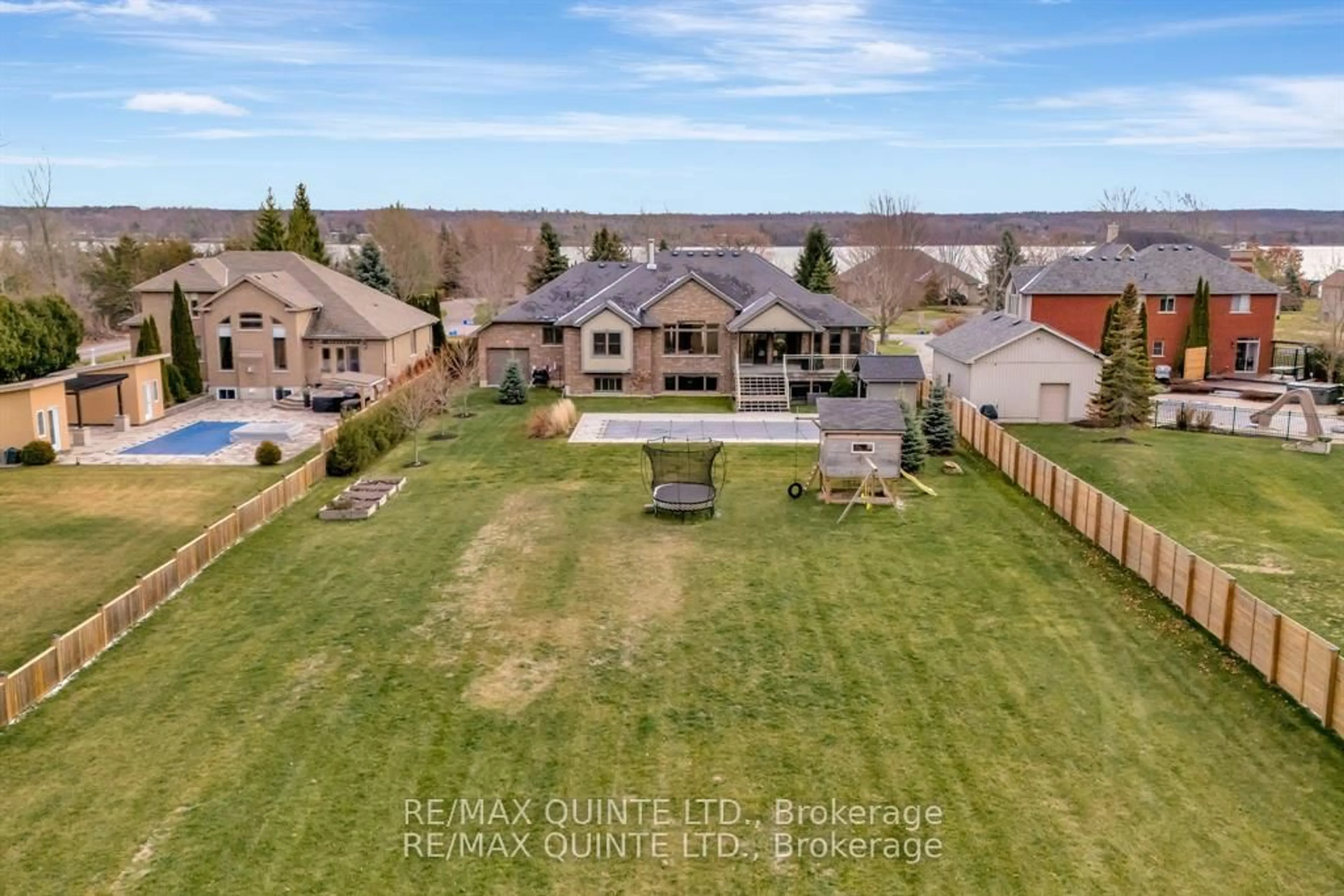 A pic from outside/outdoor area/front of a property/back of a property/a pic from drone, water/lake/river/ocean view for 54 Settlers Landing Dr, Quinte West Ontario K8R 0A9