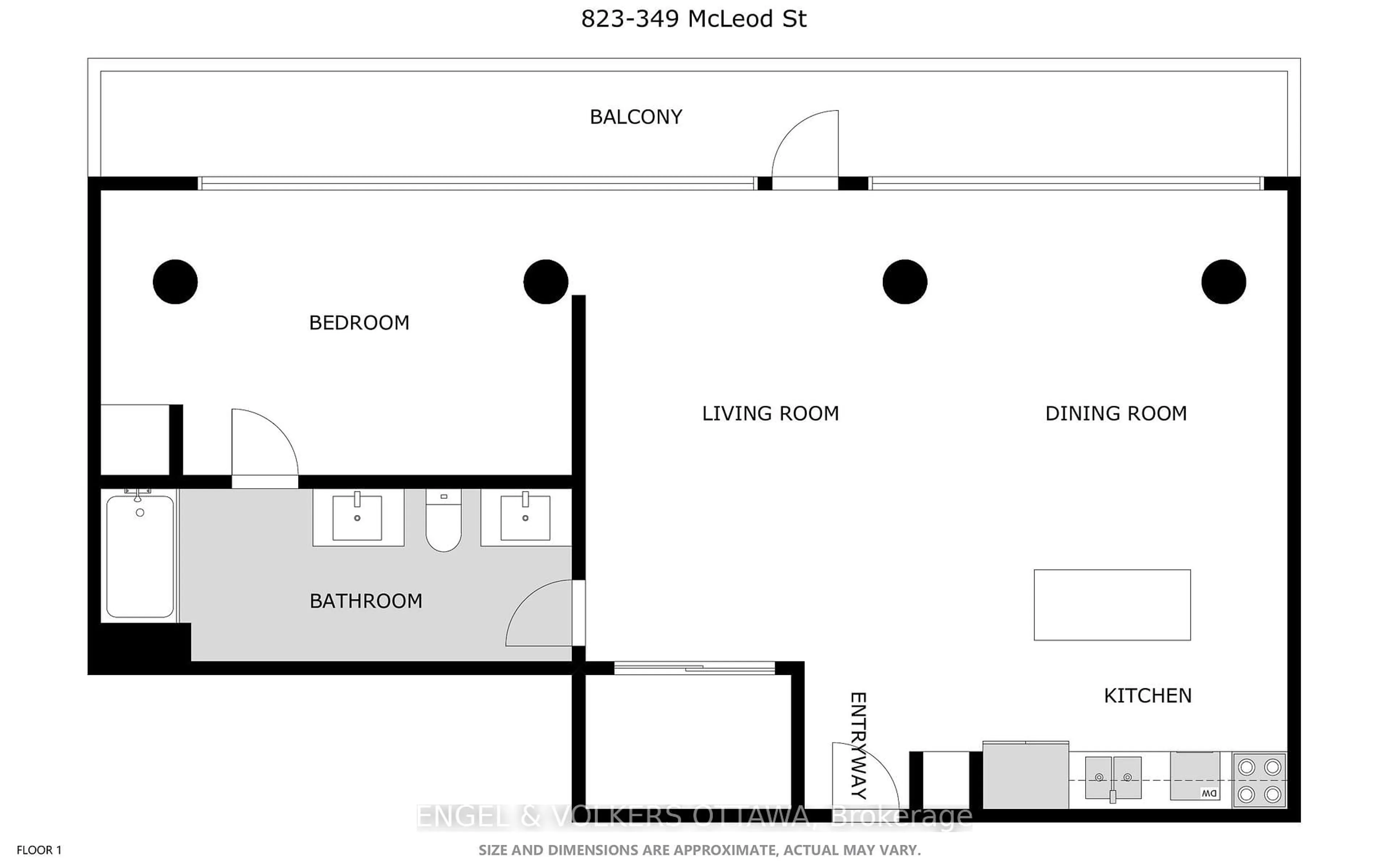 Floor plan for 349 Mcleod St #823, Ottawa Ontario K2P 0S1