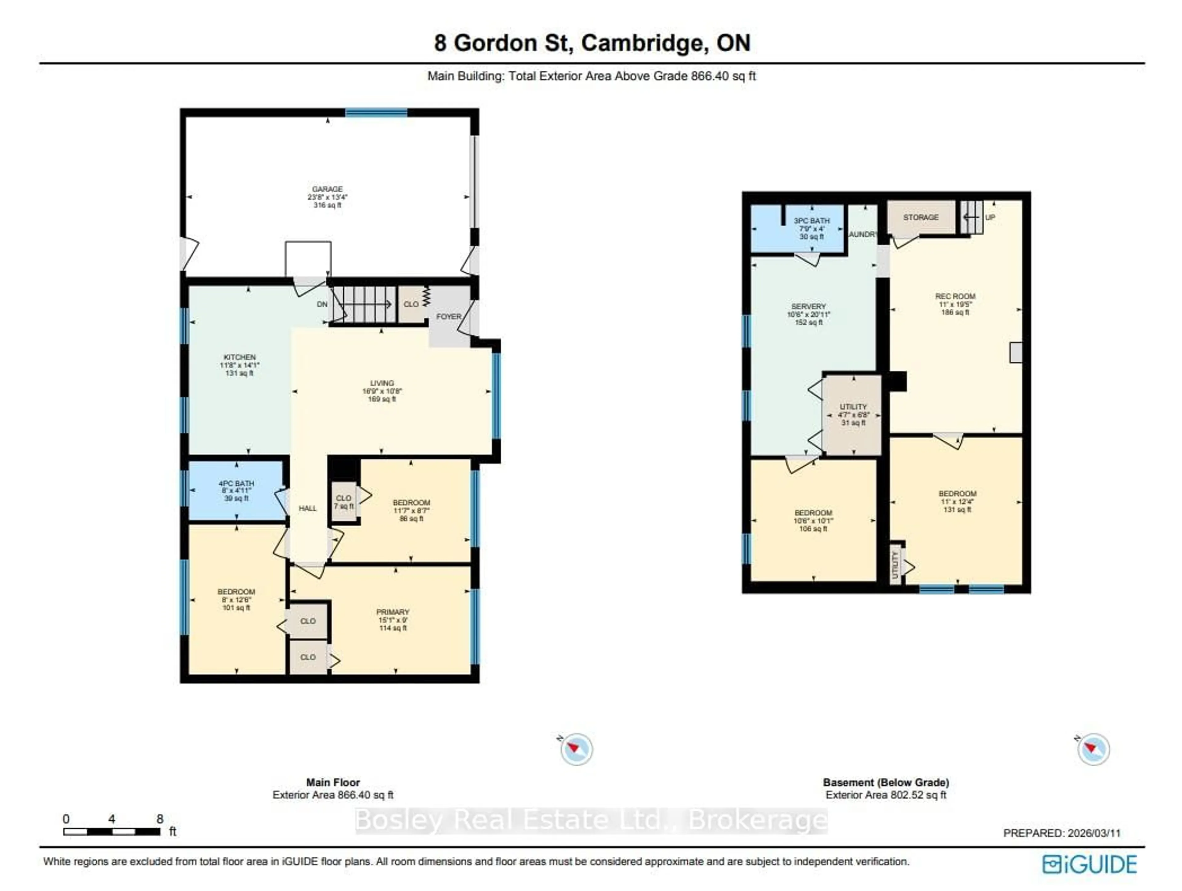 Floor plan for 8 GORDON St, Cambridge Ontario N1S 2G4
