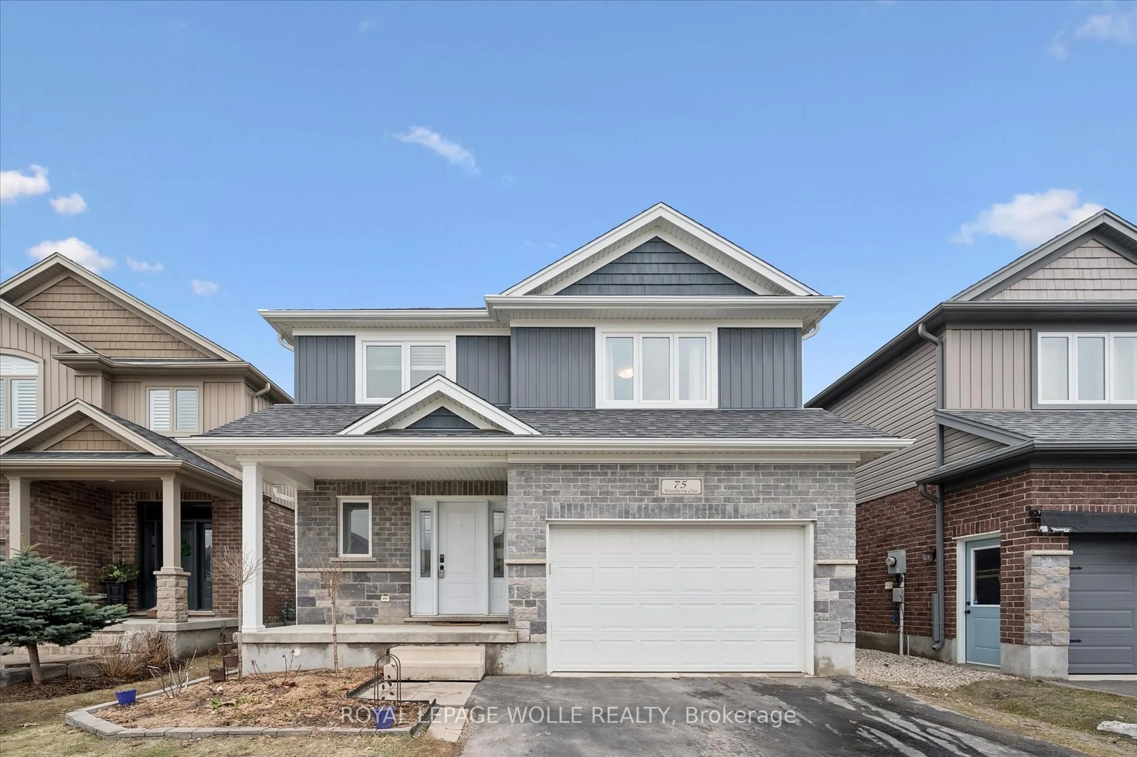 Home with brick exterior material, street for 75 Woodberry Cres, Woolwich Ontario N3B 0C5