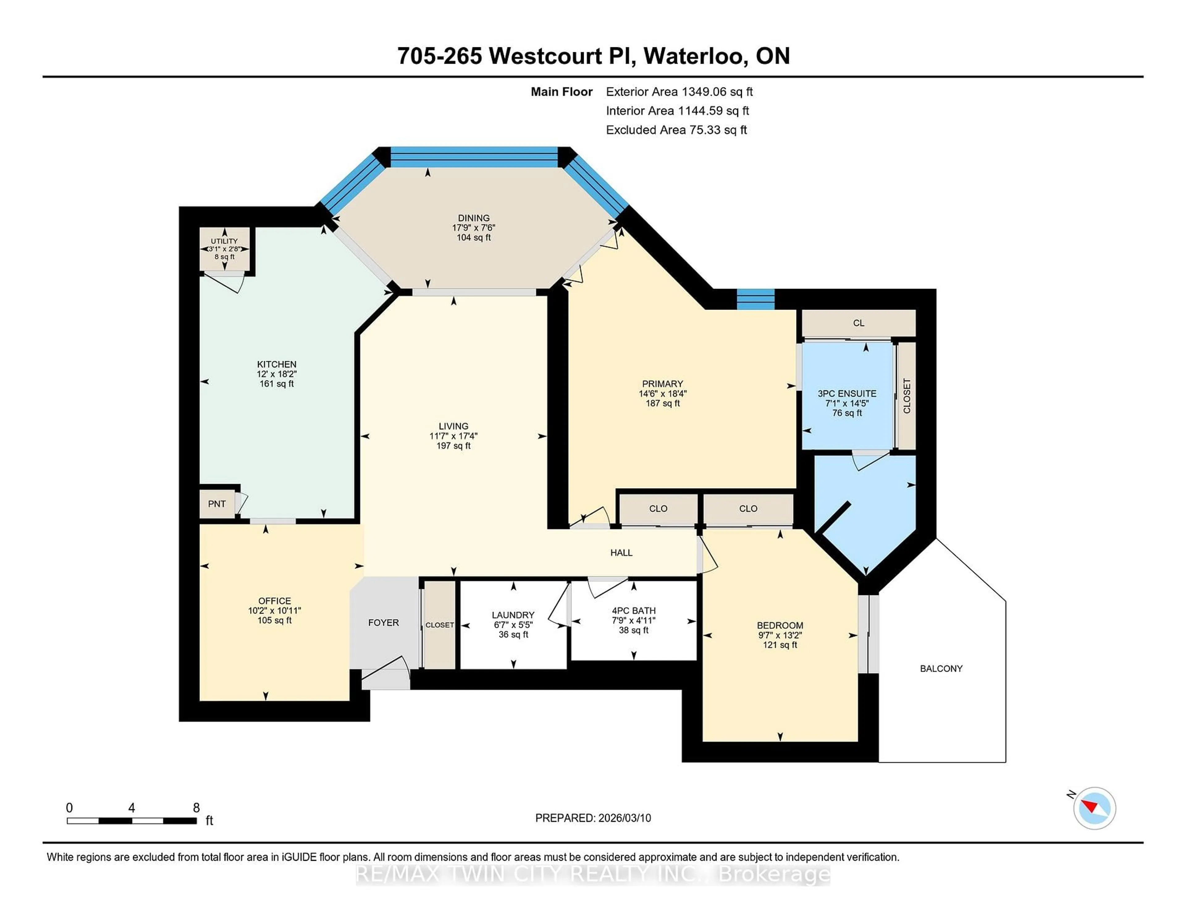 Floor plan for 265 Westcourt Pl #705, Waterloo Ontario N2L 6E4