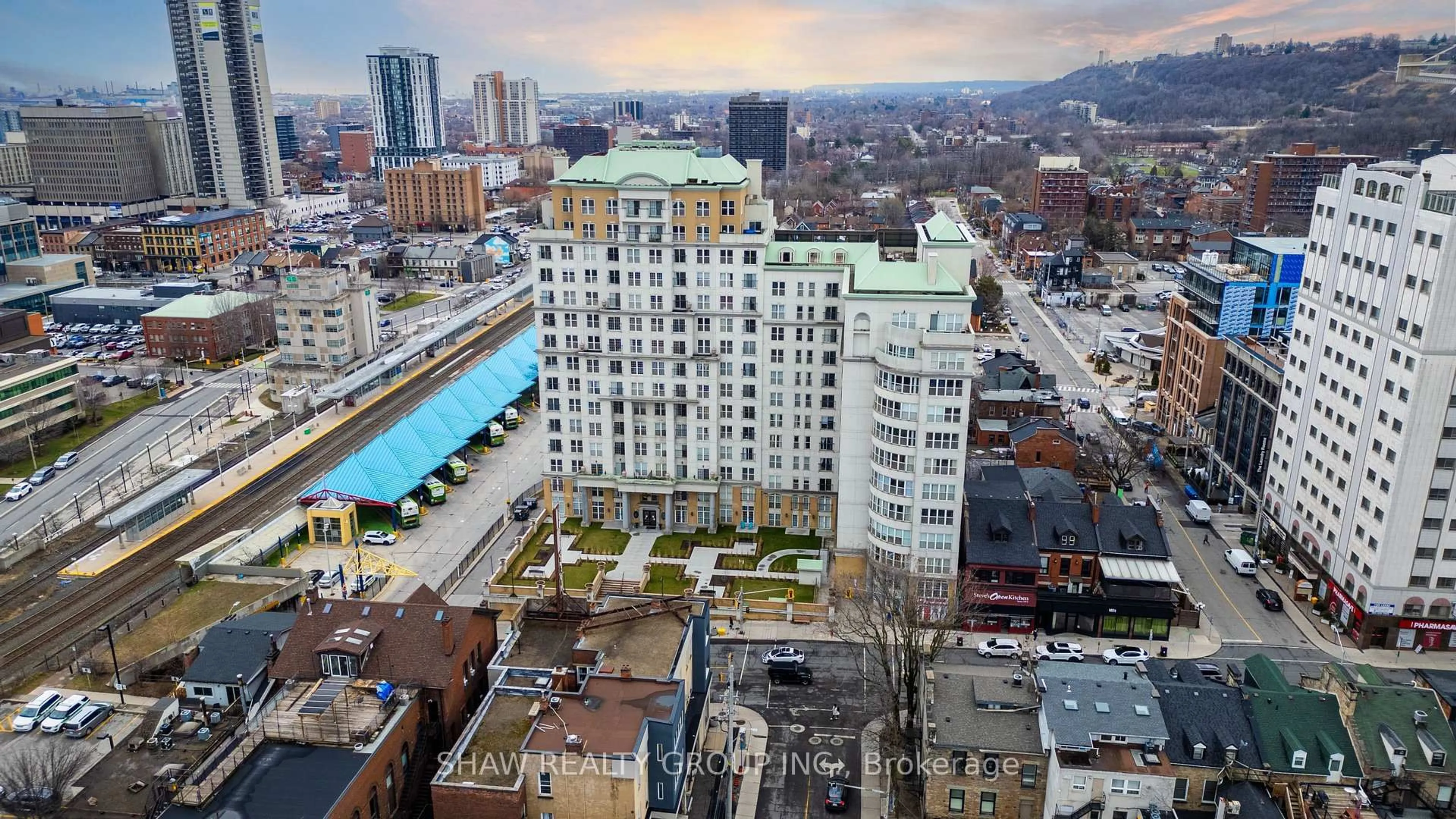 A pic from outside/outdoor area/front of a property/back of a property/a pic from drone, city buildings view from balcony for 135 James St #307, Hamilton Ontario L8P 2Z6