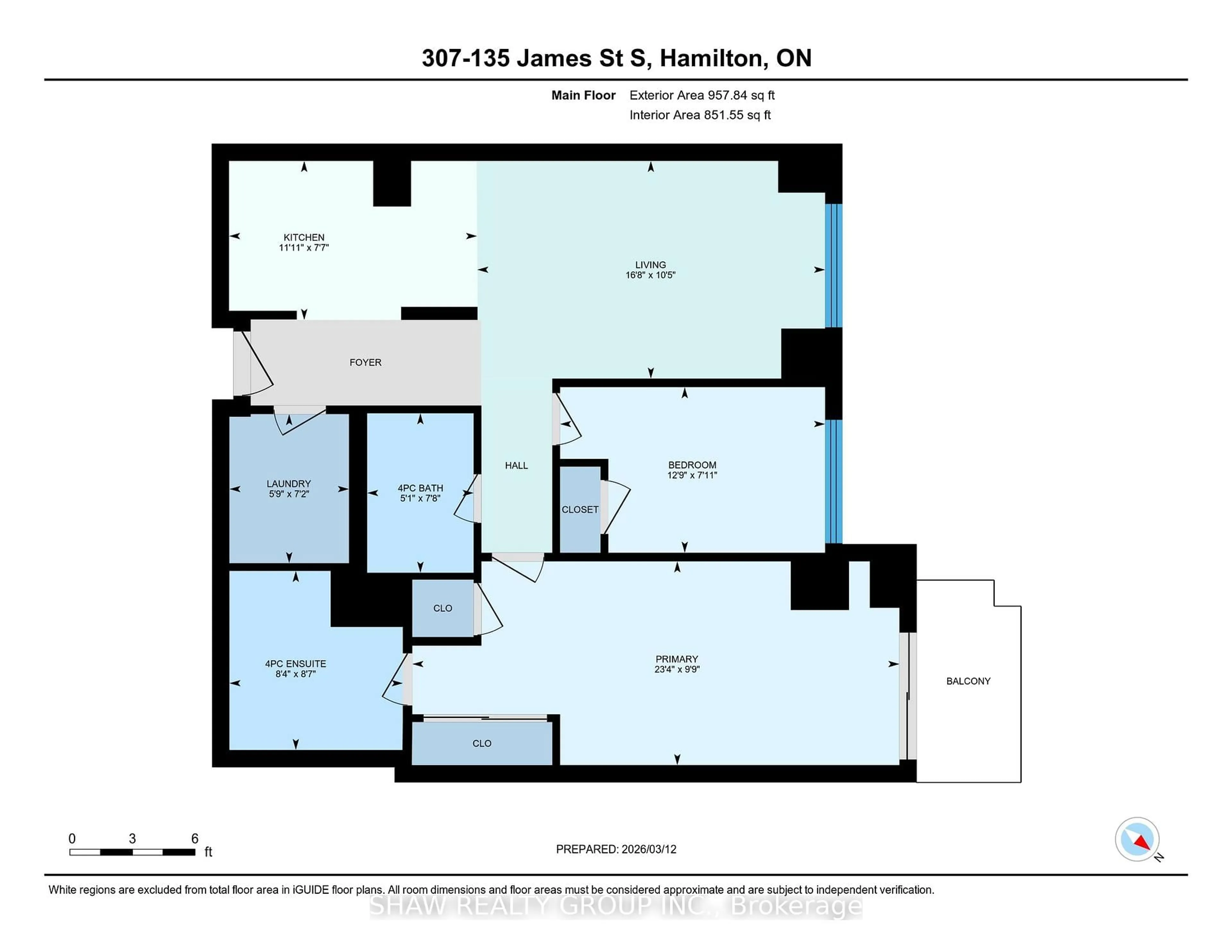 Floor plan for 135 James St #307, Hamilton Ontario L8P 2Z6