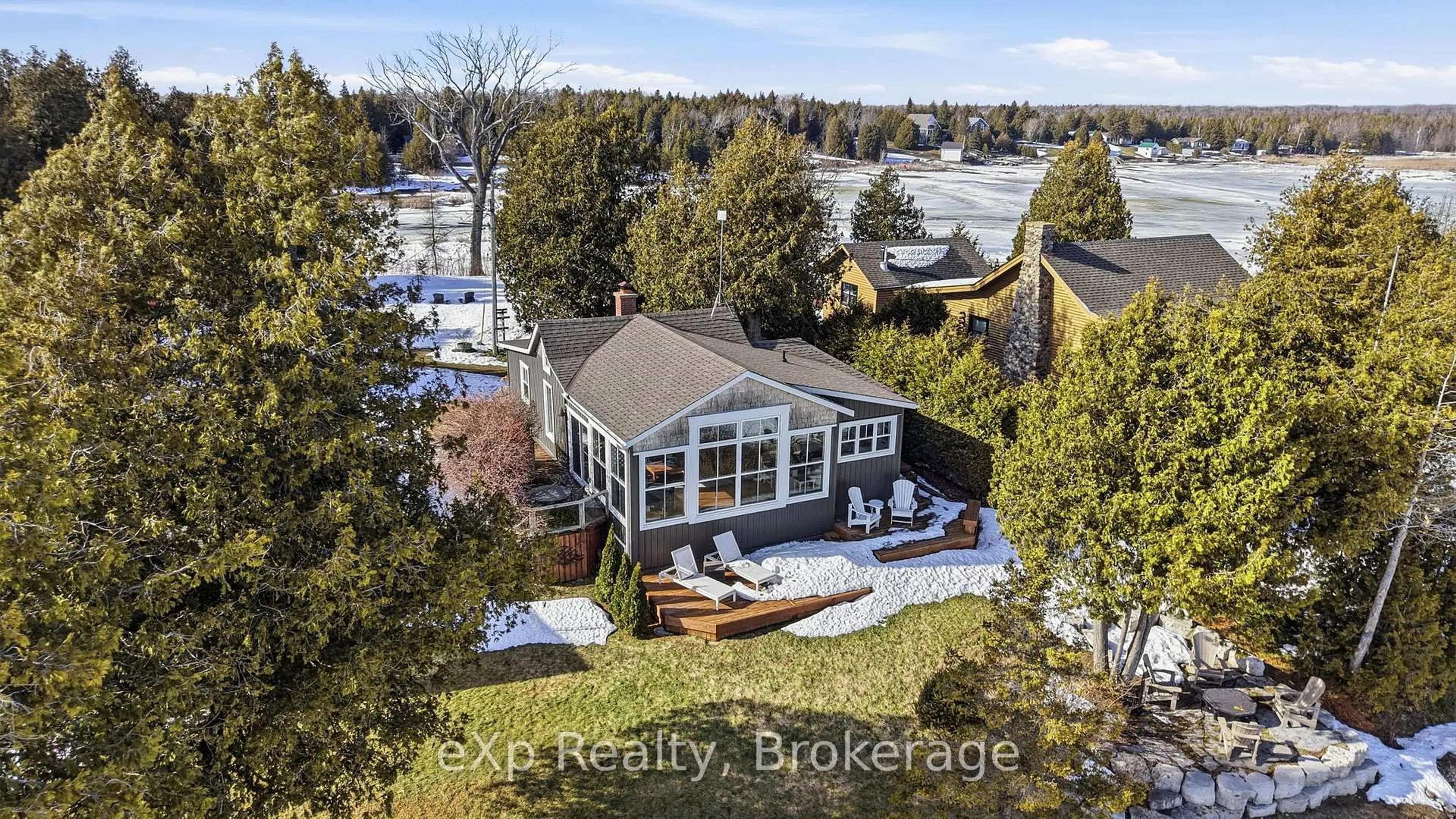 A pic from outside/outdoor area/front of a property/back of a property/a pic from drone, water/lake/river/ocean view for 231 Tamarac Rd, Northern Bruce Peninsula Ontario N0H 2M0