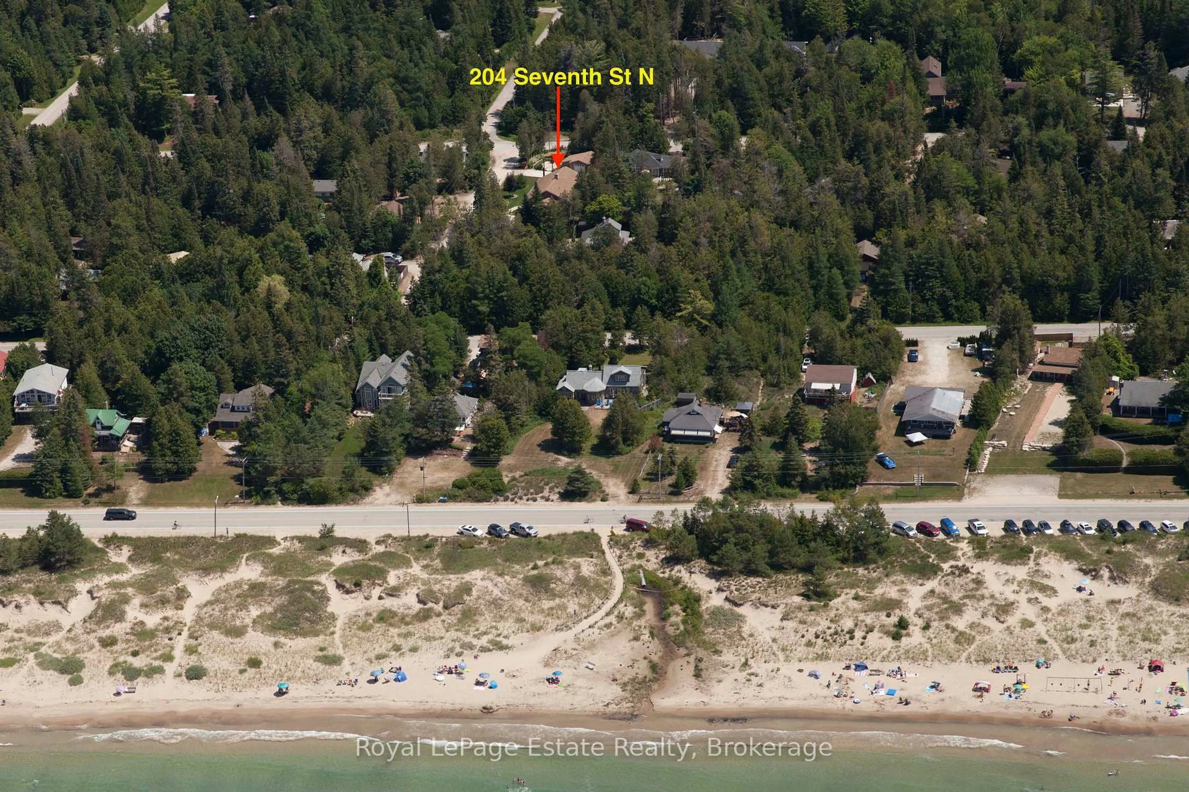 A pic from outside/outdoor area/front of a property/back of a property/a pic from drone, water/lake/river/ocean view for 204 Seventh St, South Bruce Peninsula Ontario N0H 2G0