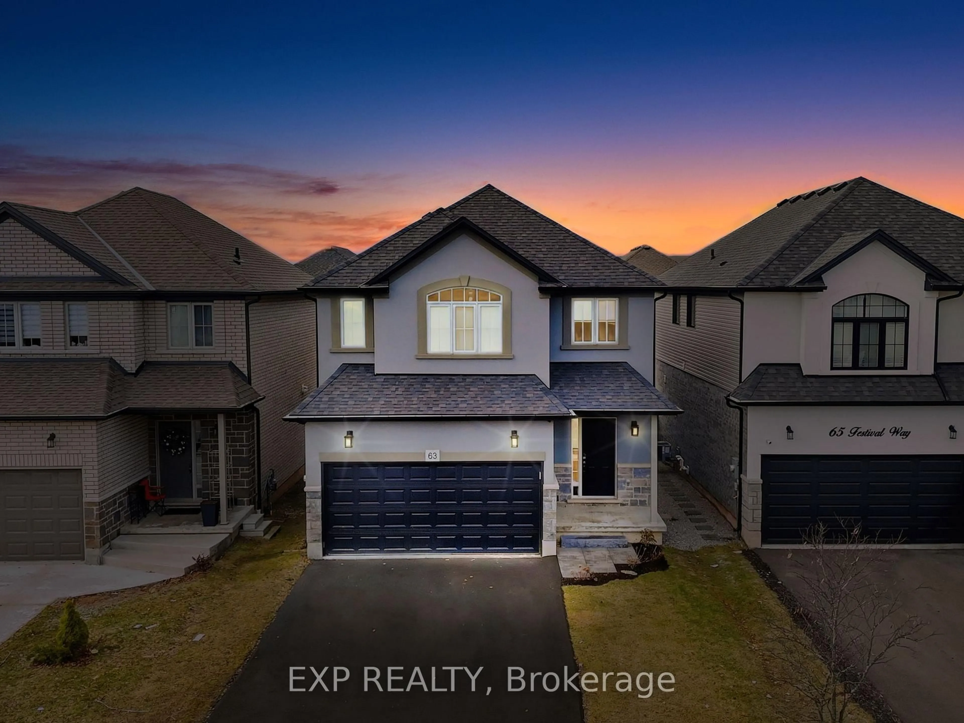 A pic from outside/outdoor area/front of a property/back of a property/a pic from drone, unknown for 63 Festival Way, Hamilton Ontario L0R 1C0