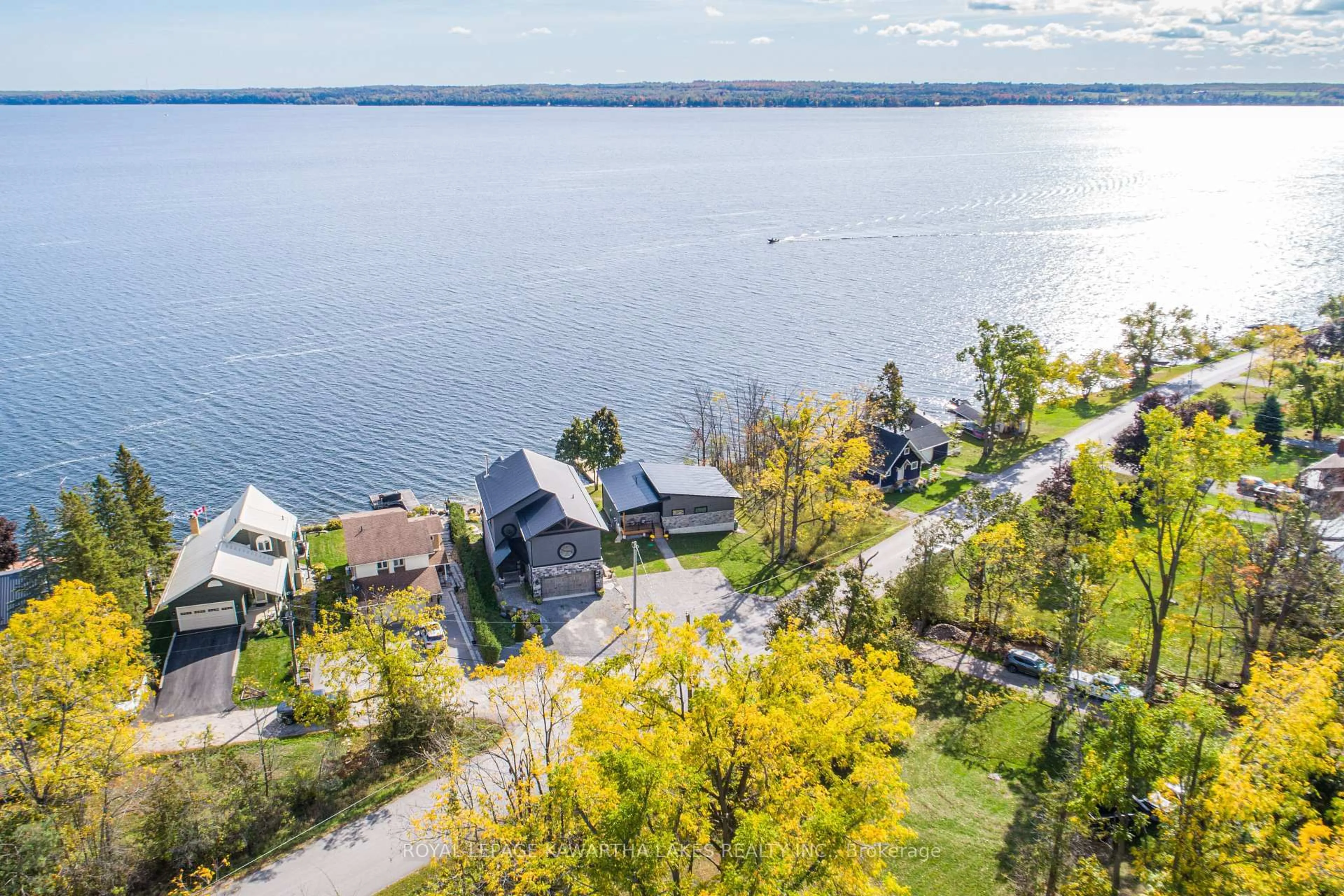 A pic from outside/outdoor area/front of a property/back of a property/a pic from drone, water/lake/river/ocean view for 532 Long Beach Rd, Kawartha Lakes Ontario K0M 1G0