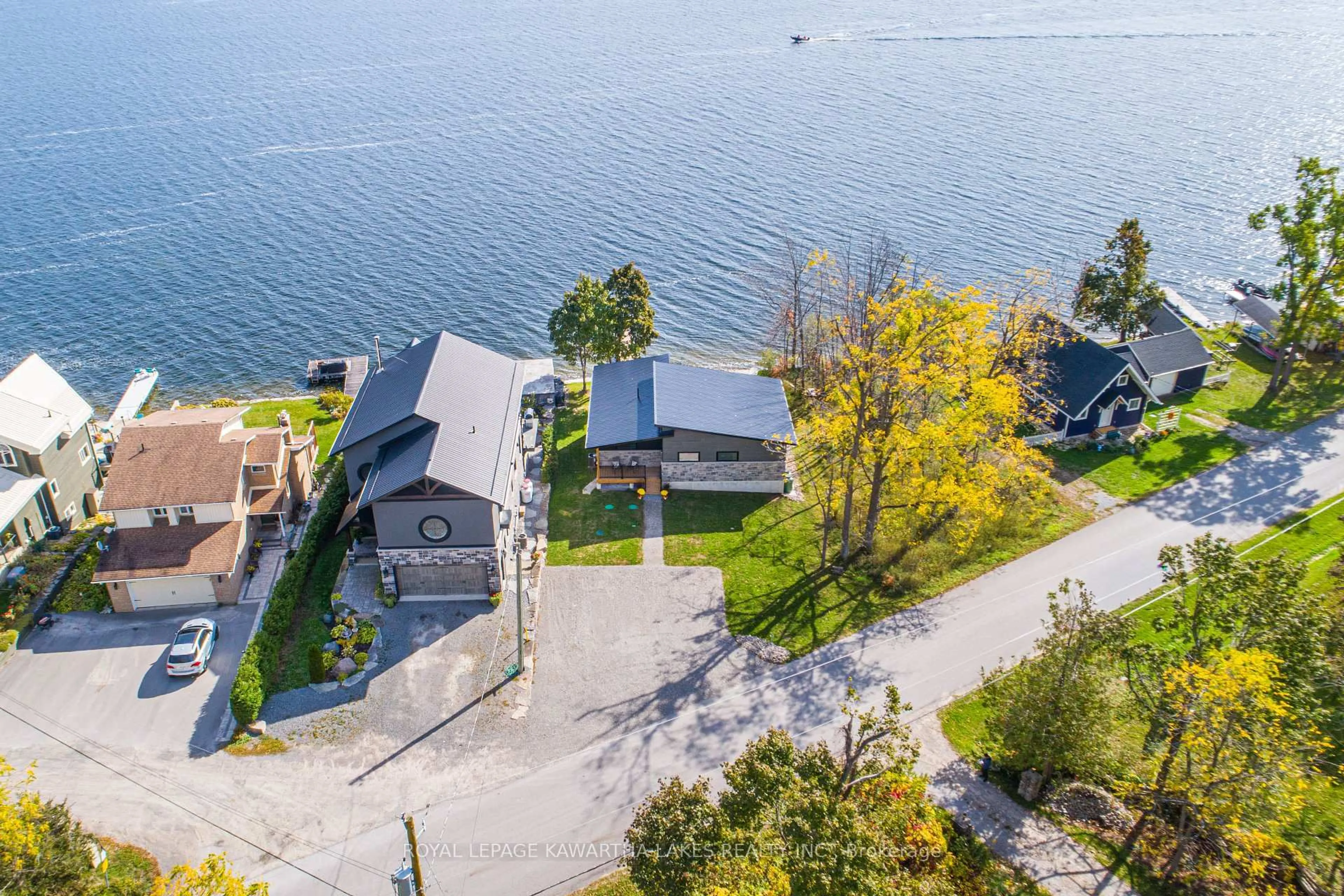 A pic from outside/outdoor area/front of a property/back of a property/a pic from drone, water/lake/river/ocean view for 532 Long Beach Rd, Kawartha Lakes Ontario K0M 1G0