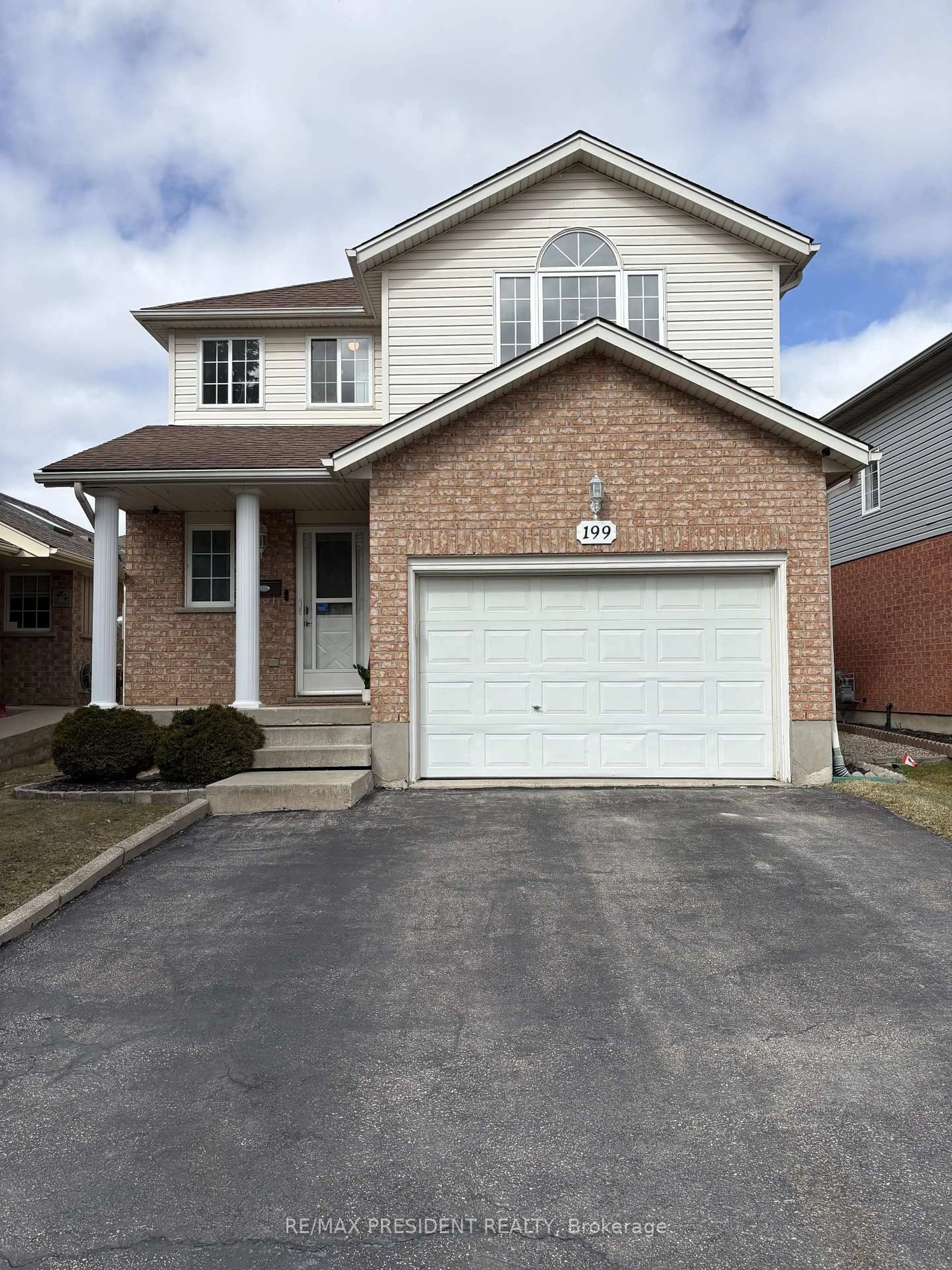 Home with brick exterior material, street for 199 BUSH CLOVER Cres, Kitchener Ontario N2E 3P7