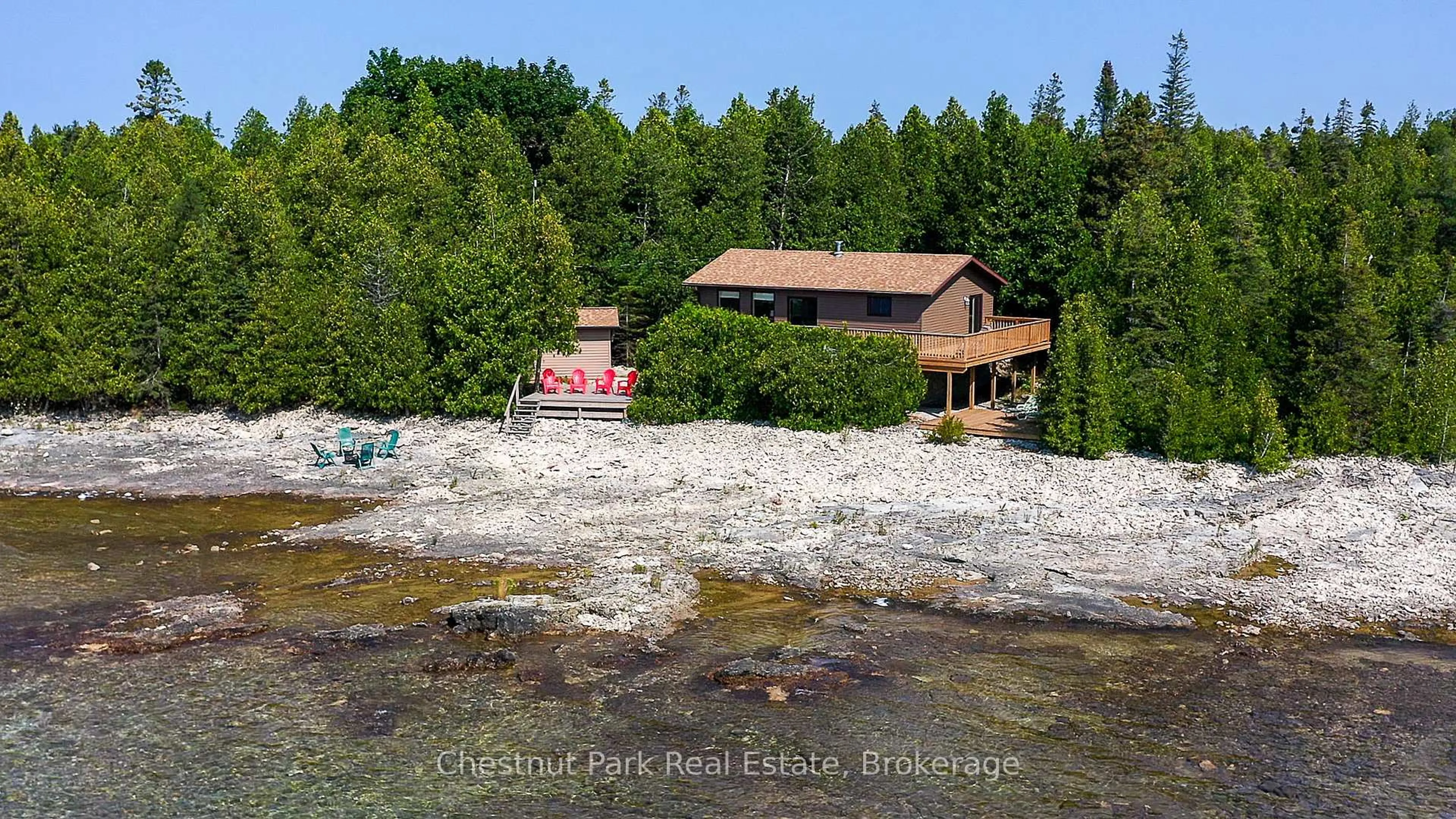 A pic from outside/outdoor area/front of a property/back of a property/a pic from drone, water/lake/river/ocean view for 79 Howard Bowman Dr, Northern Bruce Peninsula Ontario N0H 2R0