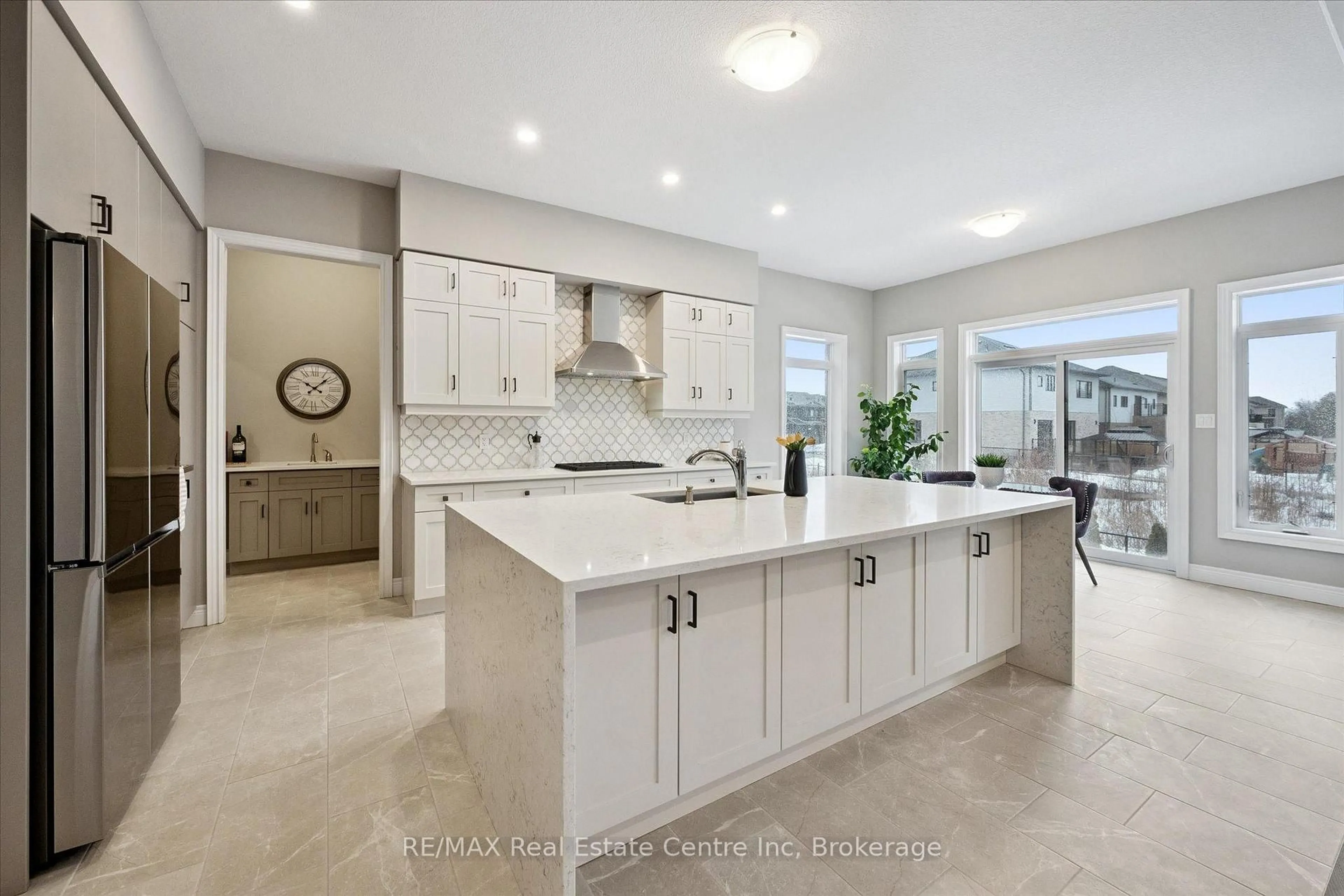 Open concept kitchen, ceramic/tile floor for 187 Ambrous Cres, Guelph Ontario N1G 0G3