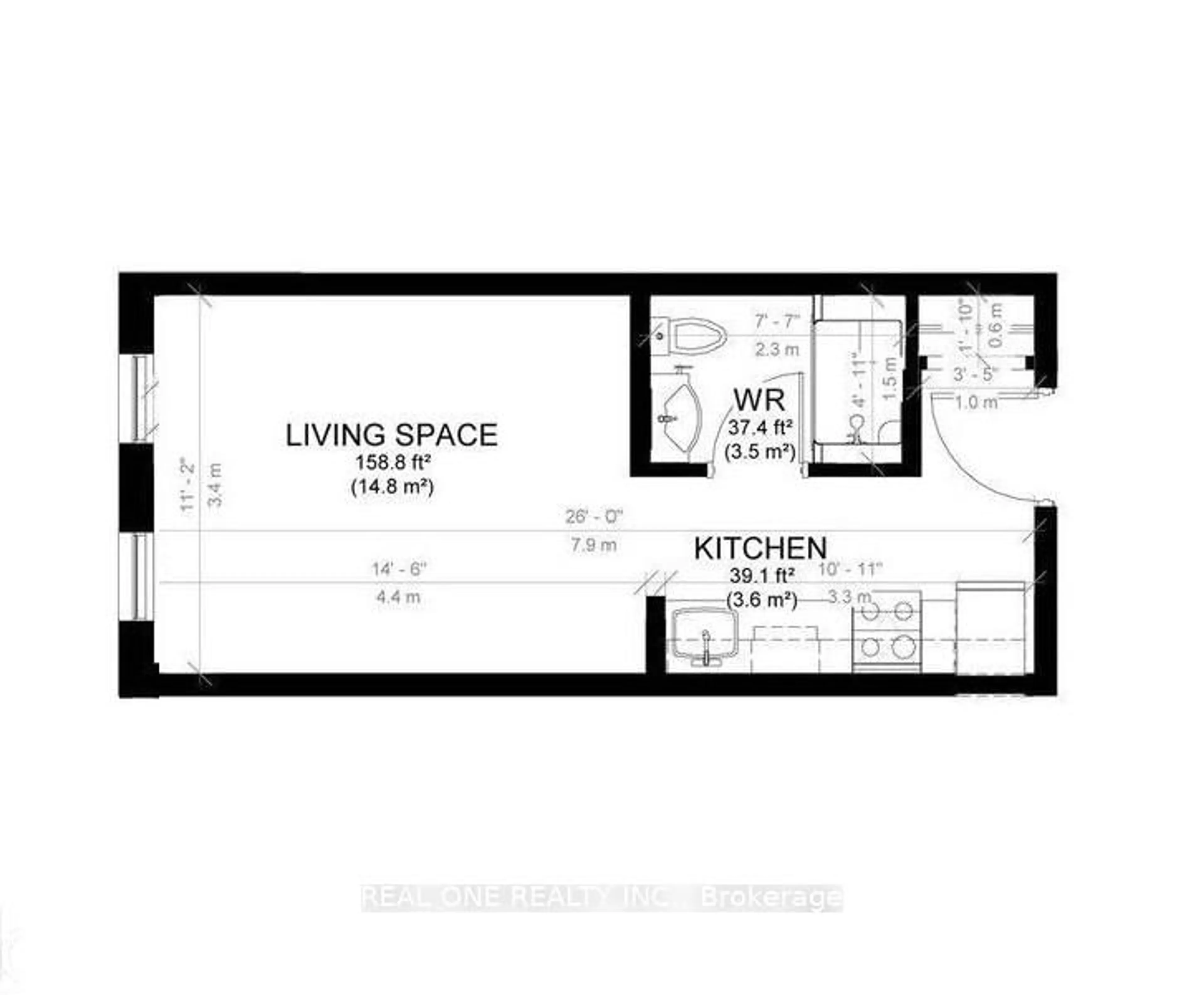 Floor plan for 77 Leland St #423, Hamilton Ontario L8S 3A1